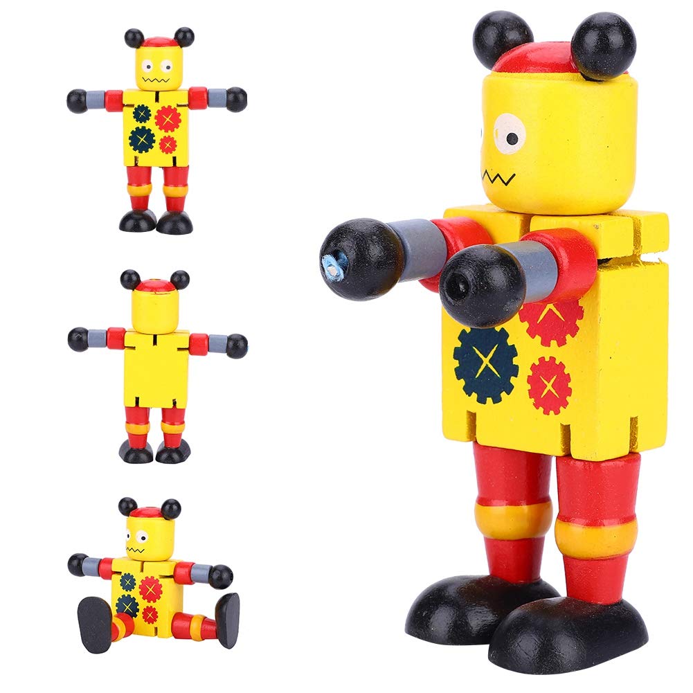 Cryfokt Wooden Robot Toys for Kids - Non-Toxic Educational STEM Toy (Yellow) | Perfect for Preschool Learning, Birthday Gifts & Creative Play