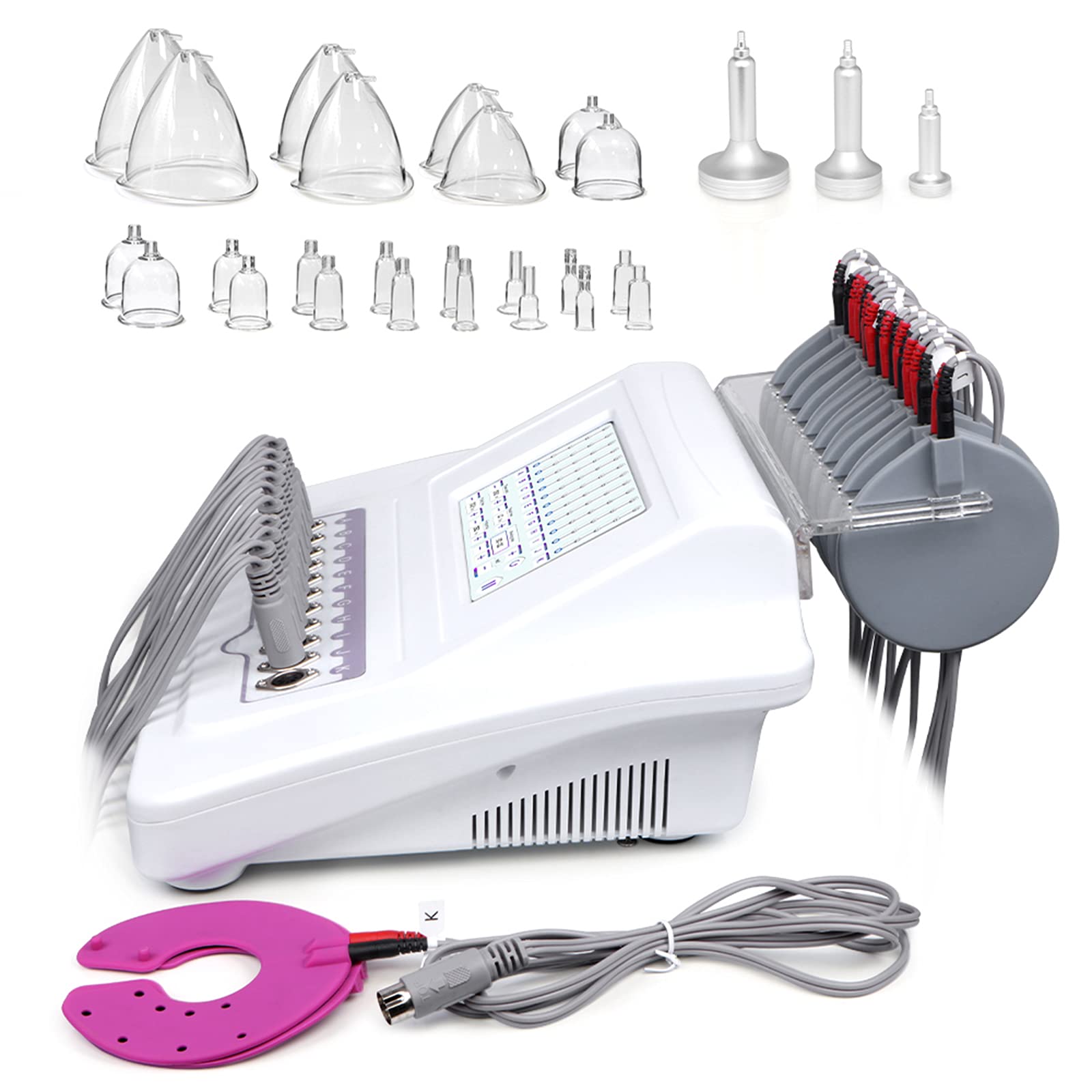 Elitzia ET3000 EMS Vacuum Cupping Massage Machine - 24 Cups & 3 Pumps for Pain Relief, Cellulite Reduction & Skin Rejuvenation | Professional Therapy for Back Pain, Muscle Relaxation & Beauty Treatments at Home