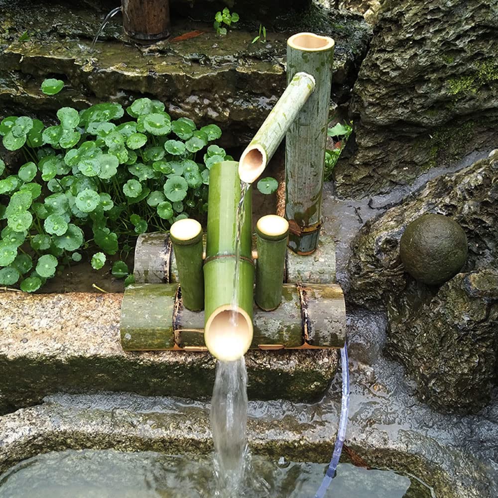 Outdoor Bamboo Water Fountain with Pump - 70cm Zen Garden Decor, Circulating Water Feature for Patio, Yard & Landscape Design | Relaxing Backyard Ornament