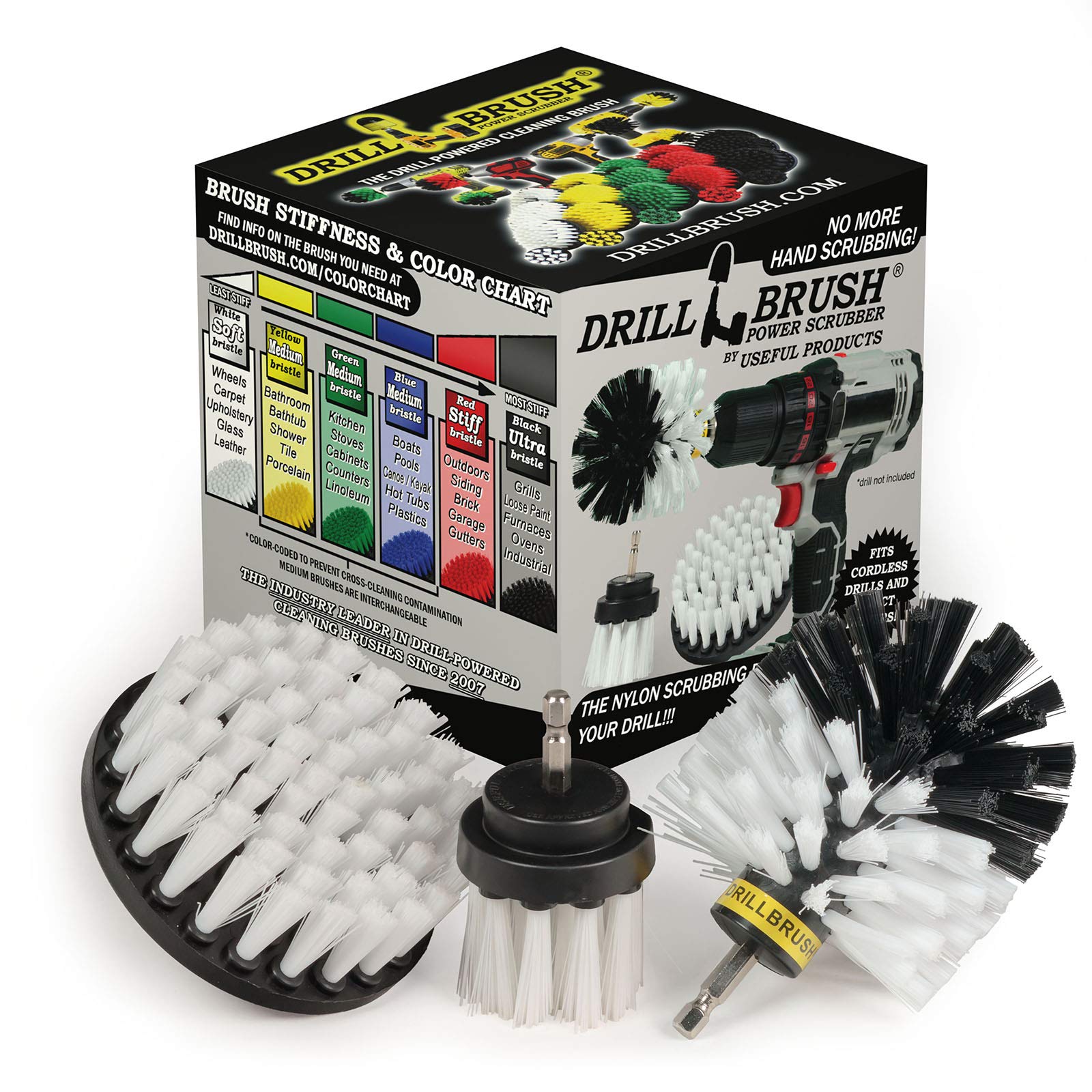 Power Drill Brush Attachment Set - Multi-Surface Cleaning Brush for Drill, Glass, Carpet & Wheels | Car Detailing Kit & Interior Cleaning Tools for Home, Auto & Workshop Use