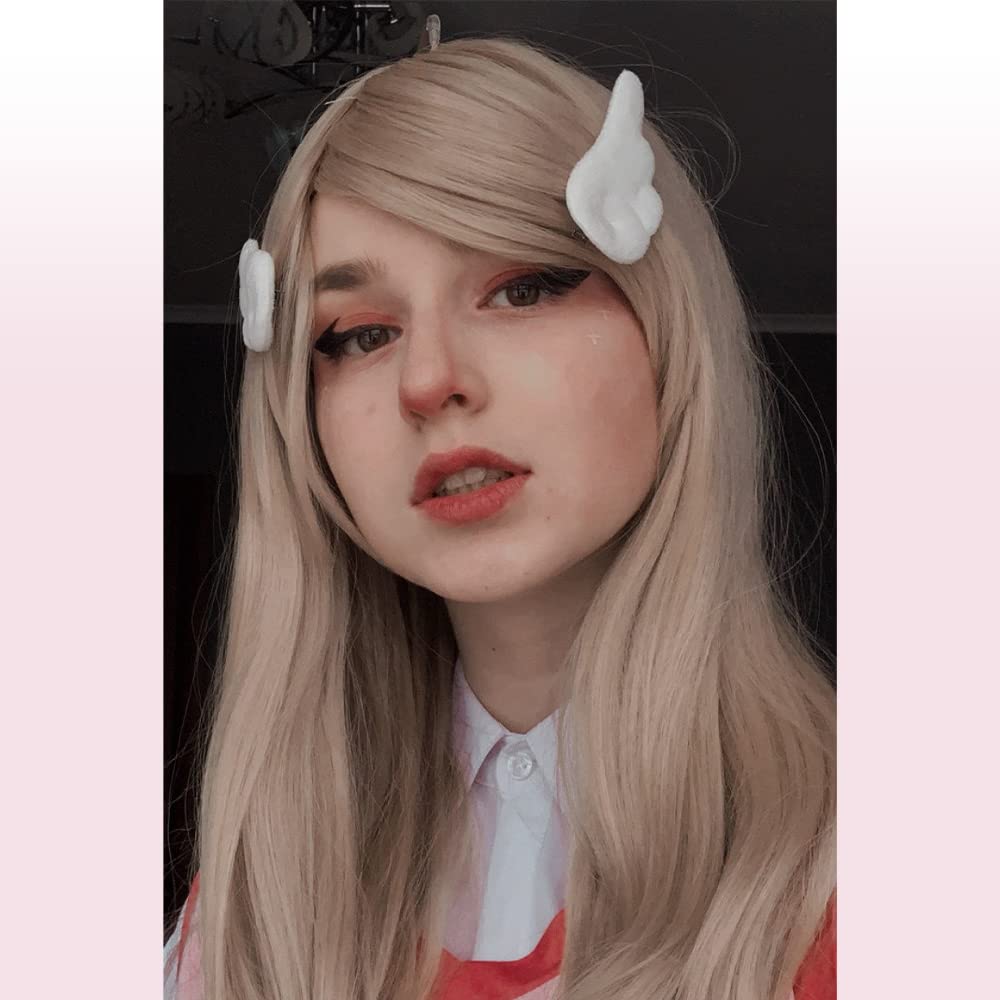 2 Pairs Angel Wings Hair Clips - Cute Non-Slip Plush Barrettes for Women & Girls (White & Pink) | Perfect for Halloween, Christmas & Kawaii Fashion Accessories
