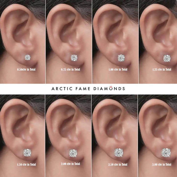 1ctw Classic Round Brilliant Lab Grown Diamond Stud Earrings - 14K White Gold Stud Earrings for Women, Perfect for Everyday Wear, Wedding, Anniversary & Special Occasions