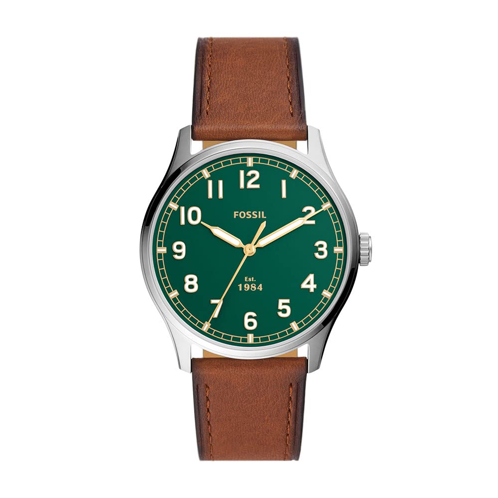Fossil Men's Dayliner Slim Minimalist Quartz Watch - Stainless Steel & Leather Strap - Elegant Dress Watch for Business, Casual & Formal Occasions