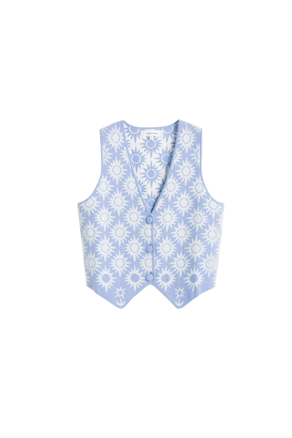 Sky Blue Laura Whitmore Sunflower Waistcoat Vest for Women - Floral Summer Boho Vest Top for Outdoor Music Festivals & Beach Vacations