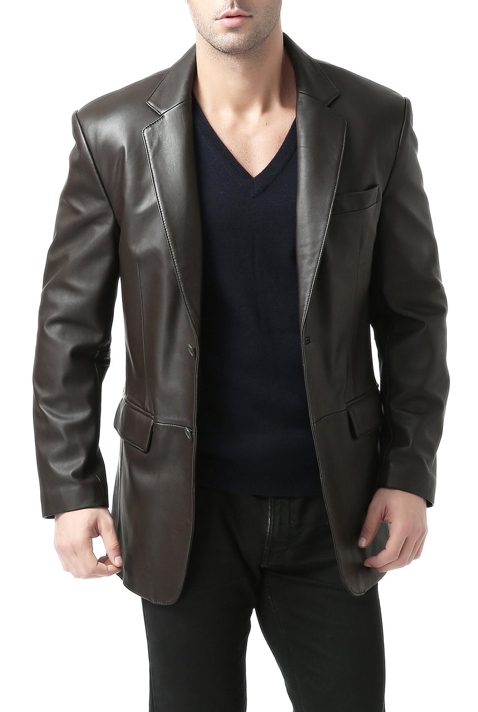 Premium Richard Classic Men's Leather Blazer - Genuine Lambskin Sport Coat Jacket for Business & Formal Occasions (Regular, Big & Tall, Short Sizes) | Ideal for Office Wear, Weddings & Special Events