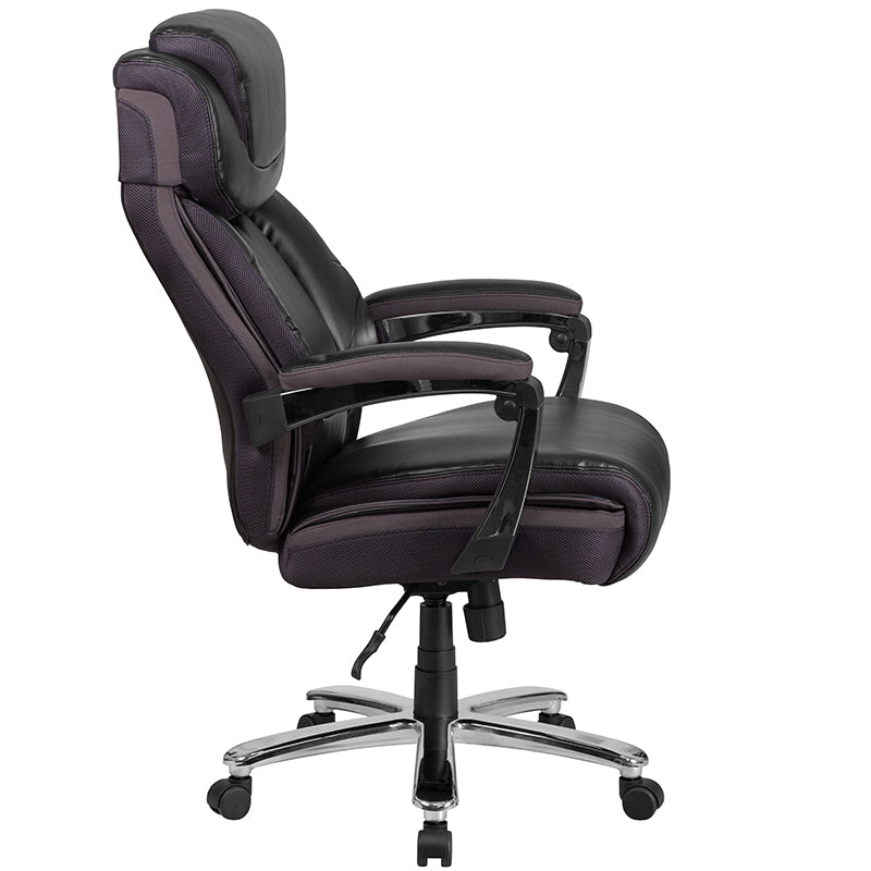 HERCULES Series Big & Tall 500 lb. Capacity Black LeatherSoft Executive Swivel Ergonomic Office Chair with Adjustable Headrest - Perfect for Home Office, Gaming, and Heavy-Duty Workspaces