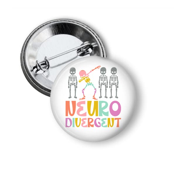 Neurodivergent Pastel Skeleton Dab Pinback Button Set of 3 - 1.5 Inch Autism Awareness Pins for Backpacks, Jackets & Accessories - Perfect for Autism Spectrum Support & Self-Expression
