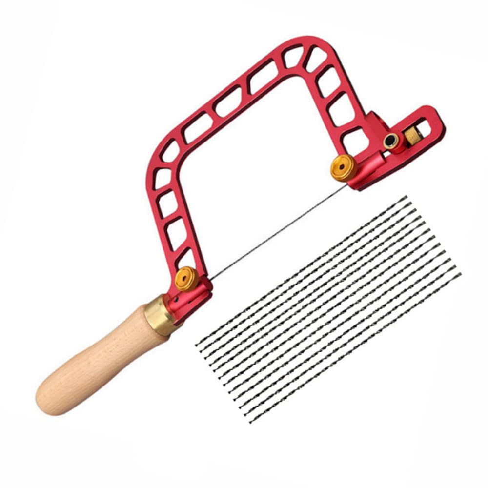 Aluminum Coping Saw with 12 Blades for Wood, Metal & Glass Cutting - DIY & Crafting