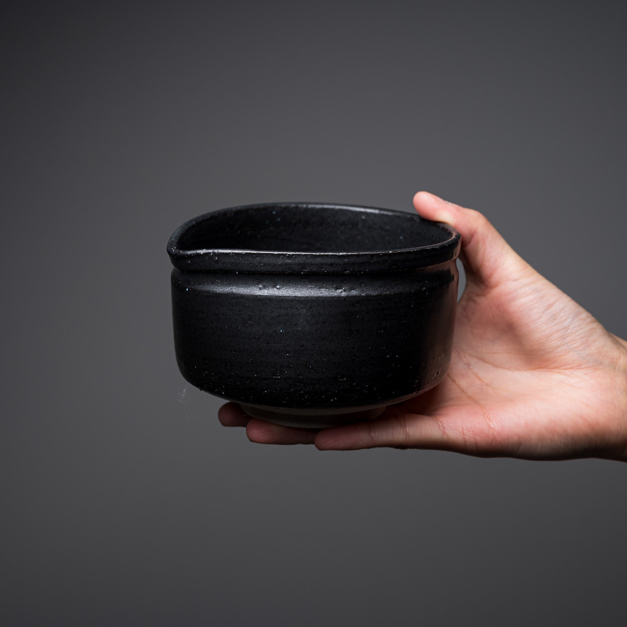 Premium Matcha Bowl with Spout - Matte Black Ceremonial Tea Cup for Japanese Green Tea | Perfect for Traditional Tea Ceremonies, Zen Meditation & Home Decor