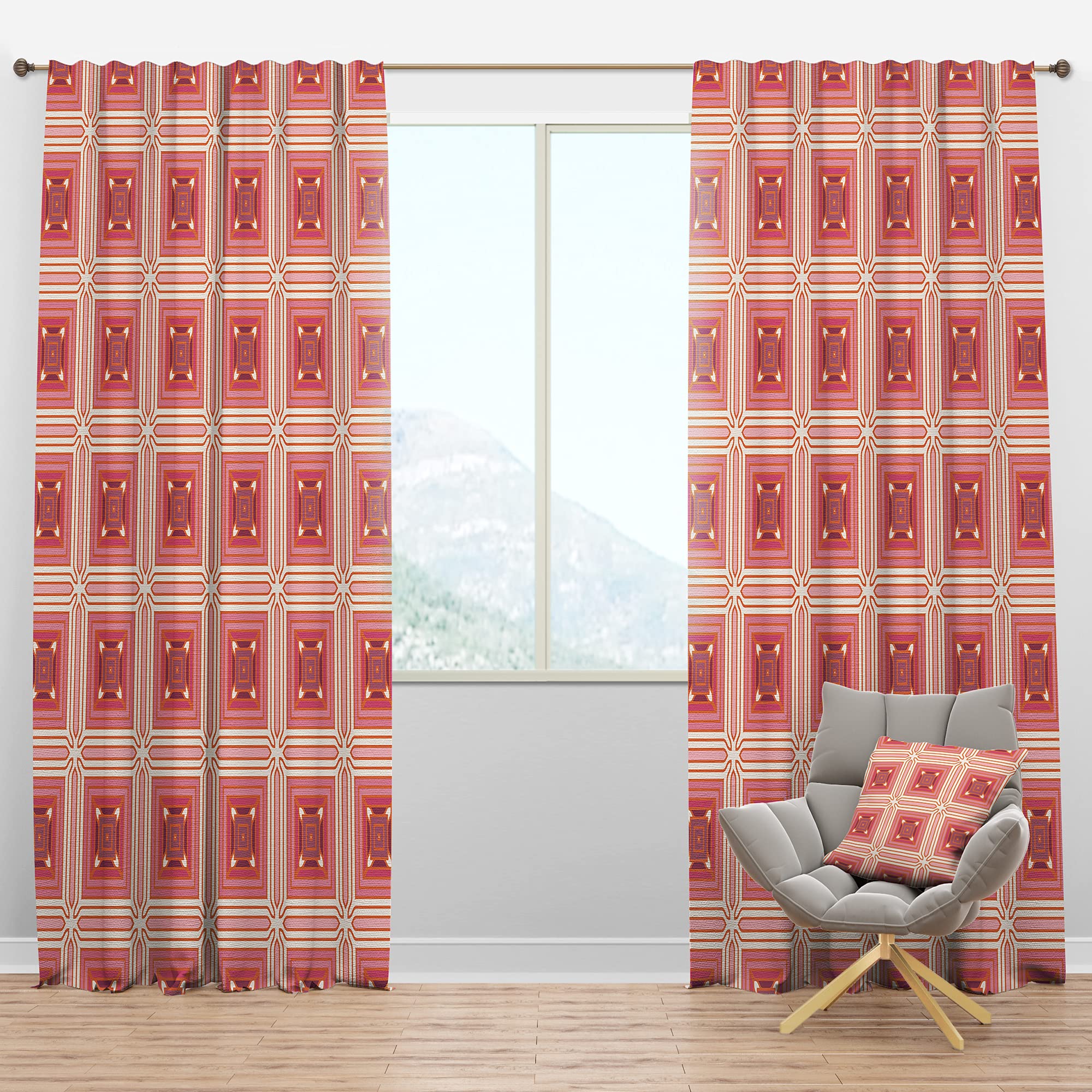 DesignQ Blackout Curtains Geometric Retro Pattern II - Thermal Insulated Single Panel Window Drapes 52x90 Inches for Bedroom & Living Room - Blocks Light & Noise, Energy Saving Home Decor