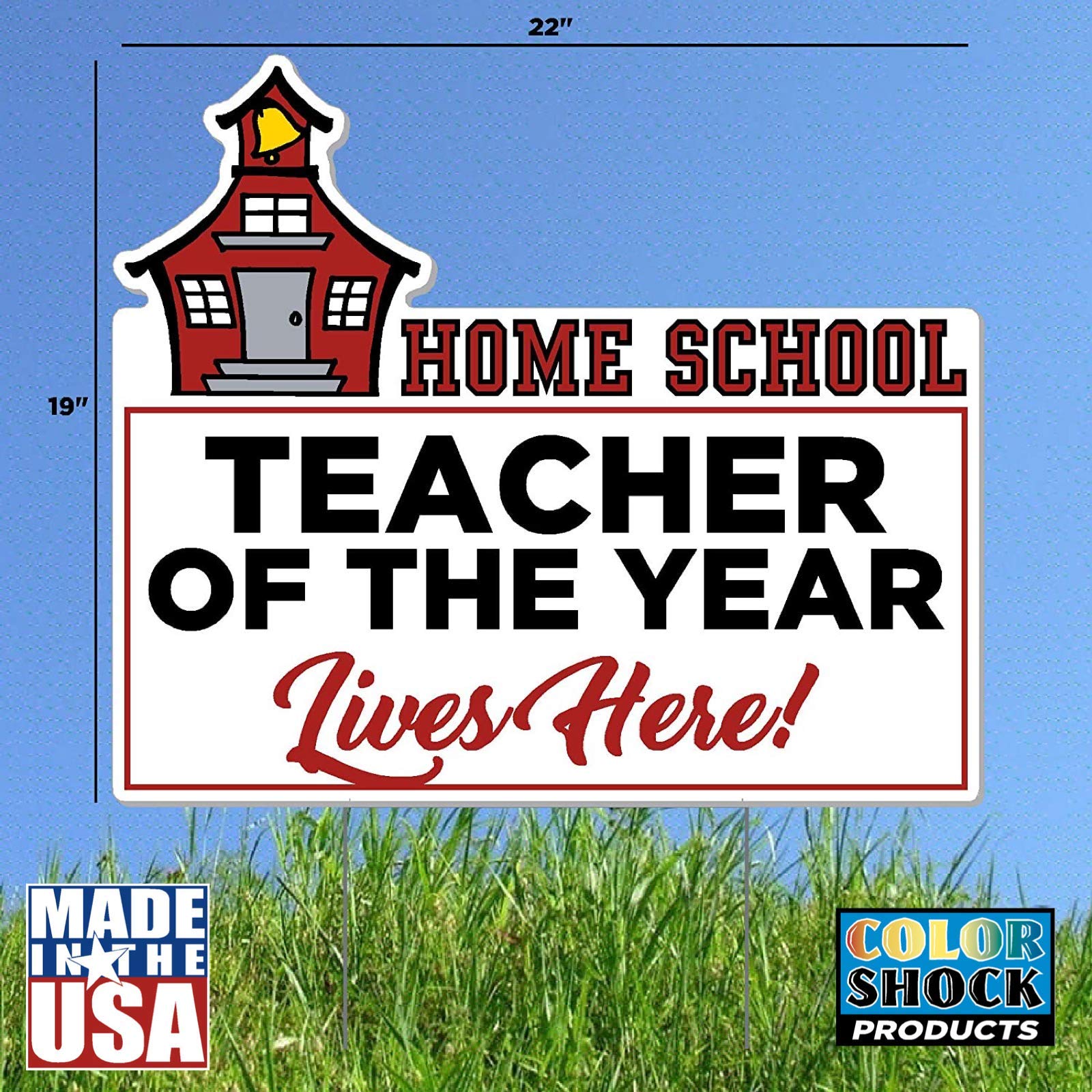 Funny Stay Home Quarantine Lawn Sign - Homeschool Teacher of The Year Lives Here - Outdoor Yard Decor for COVID Humor & Social Distancing