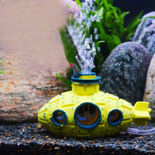 Artificial Resin Aquarium Decor - Realistic Fish Tank Bubbler & Shrimp Hiding Cave with Air Stone - Perfect for Betta Fish, Tropical Tanks & Nano Aquascaping