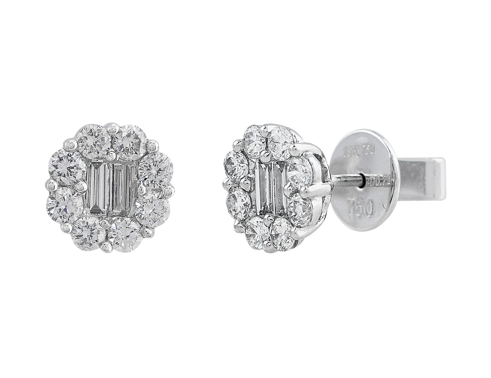 18K White Gold Baguette Diamond Earrings for Women - Elegant Luxury Stud Earrings - Perfect for Weddings, Anniversaries & Special Occasions