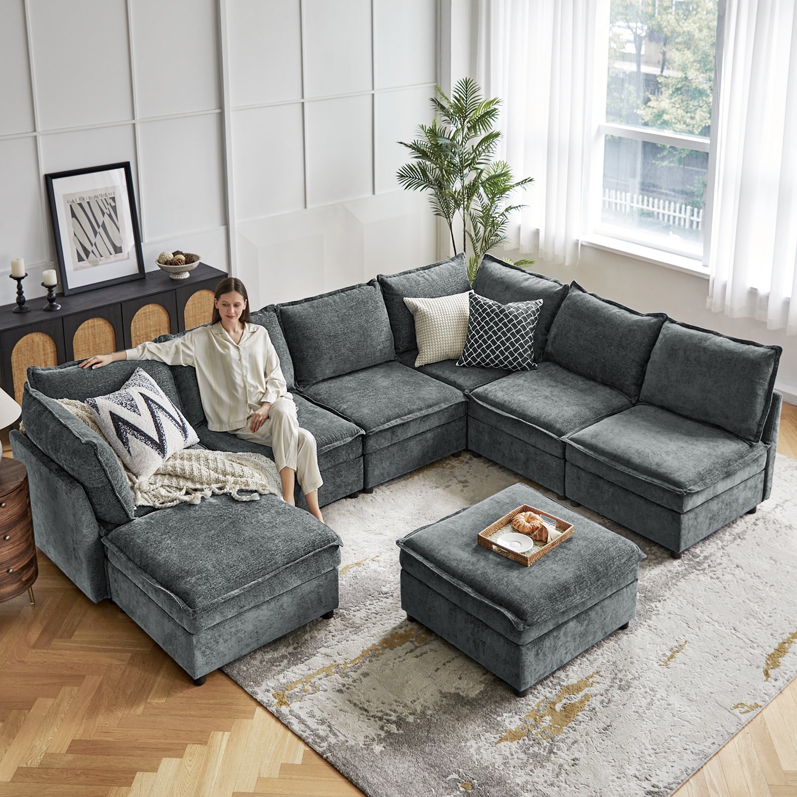 Harmetrix Oversized Soft Sectional Couch with Storage | Modern L-Shaped Sofa Bed with Hidden Compartment | Perfect for Living Room, Family Room & Small Spaces