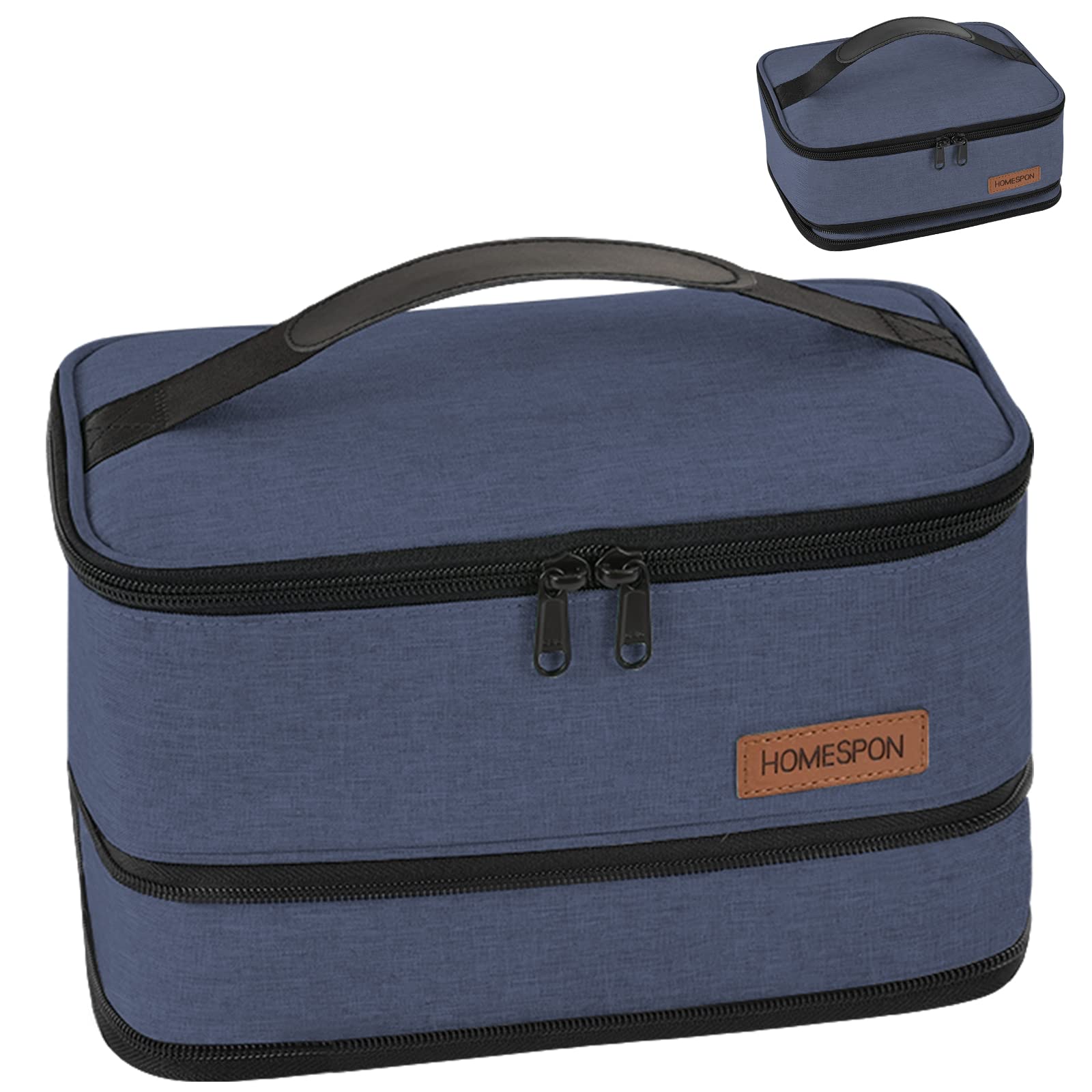 HOMESPON Insulated Expandable Lunch Bag for Men & Women - Leakproof Lunch Box with Handle for Work, School, Picnics & Travel - Perfect for Office, Outdoor Activities & Daily Commute (Blue)