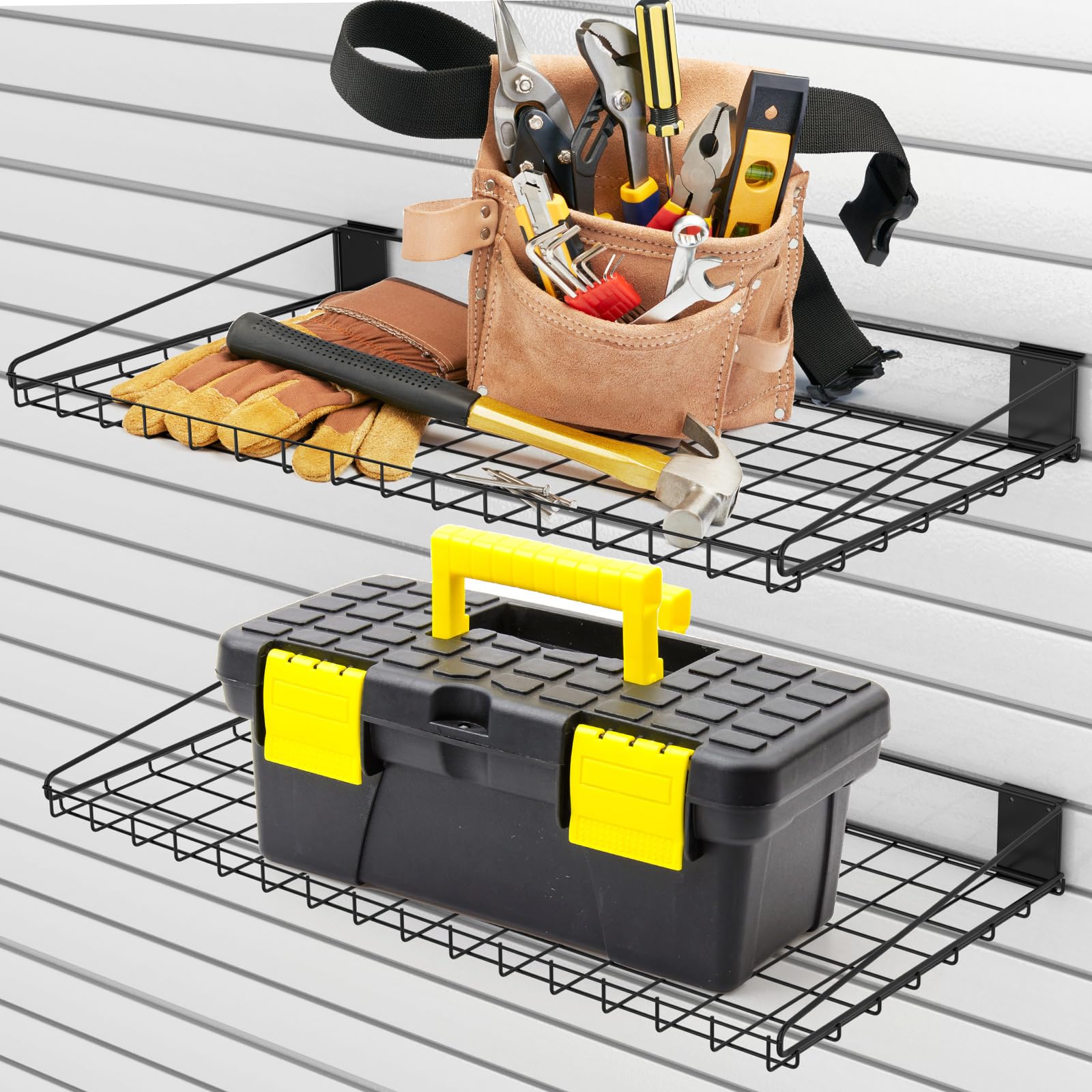 4 Pack Heavy Duty Metal Slatwall Wire Shelves - 24 x 12 Inch (23.6
