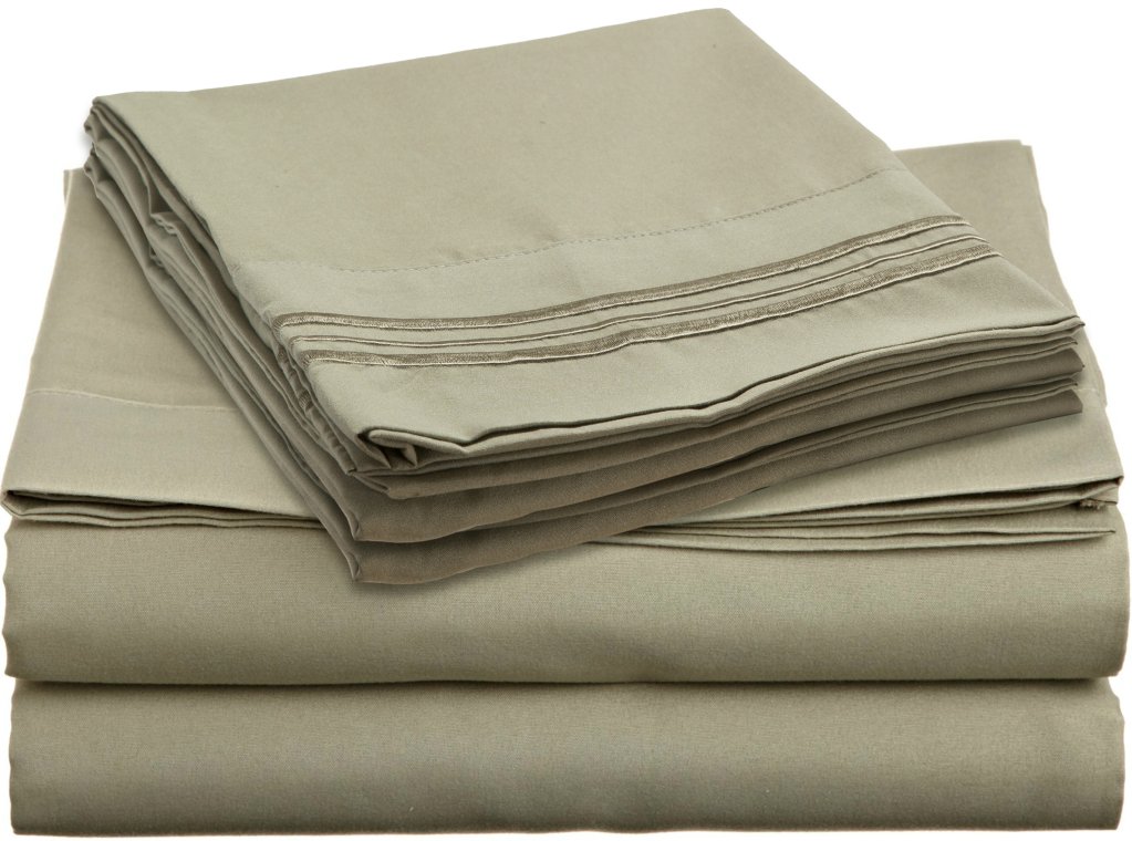Clara Clark Micro Silk Queen Size Bed Sheet Set - 100% Silk Fabric, Soft & Breathable, Sage Green - Perfect for Luxury Bedrooms, Hotels & Spa Retreats