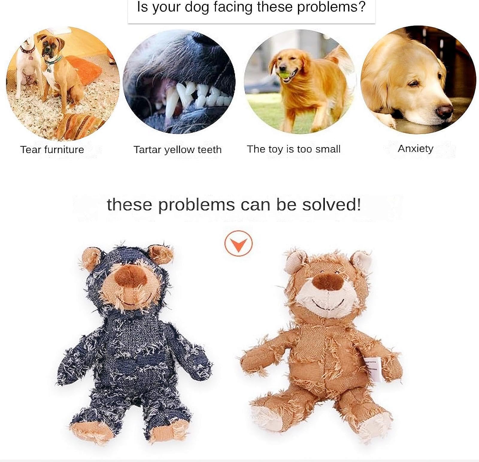 Durable Bear Plush Dog Toy for Aggressive Chewers - Squeaky Interactive Chew Toy for Large Dogs - Purple Pet Toy for Boredom Relief & Playtime Fun