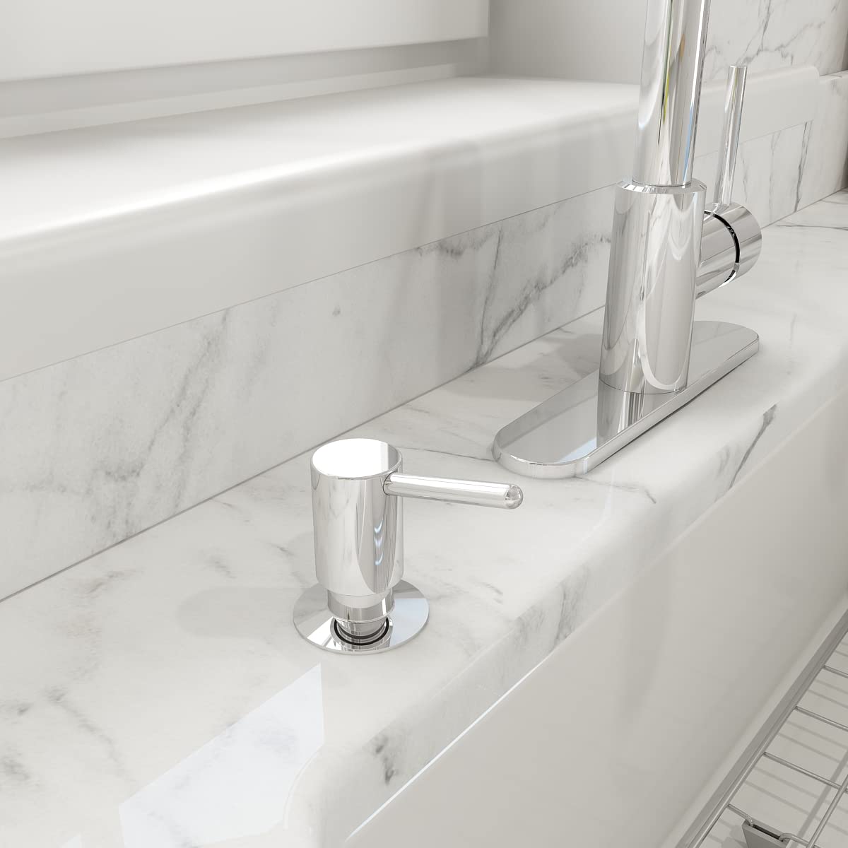 BOCCHI Tronto 2.0 Chrome Kitchen Sink Soap Dispenser - Modern Touchless Hand Soap Dispenser for Kitchen, Bathroom & Office - Durable Stainless Steel Design with Elegant Chrome Finish