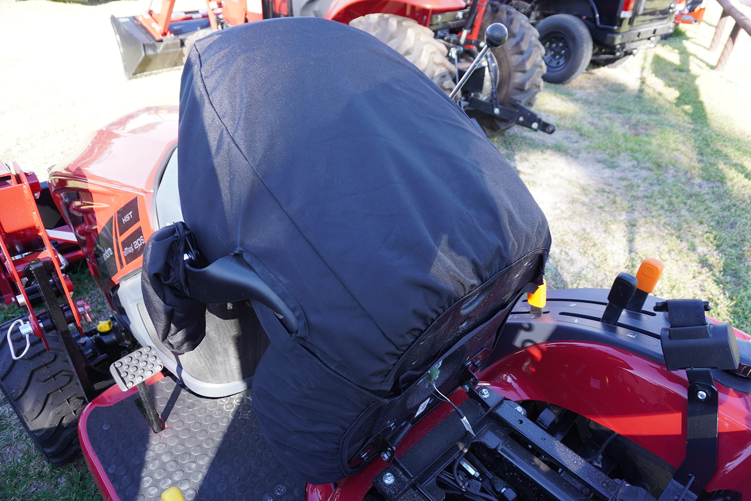 Durafit Tractor Seat Covers - Compatible with Mahindra Tractor Models (One-Piece Seat with Armrests) - Heavy Duty Black Vinyl Protection - Perfect for Farming, Construction & Outdoor Work