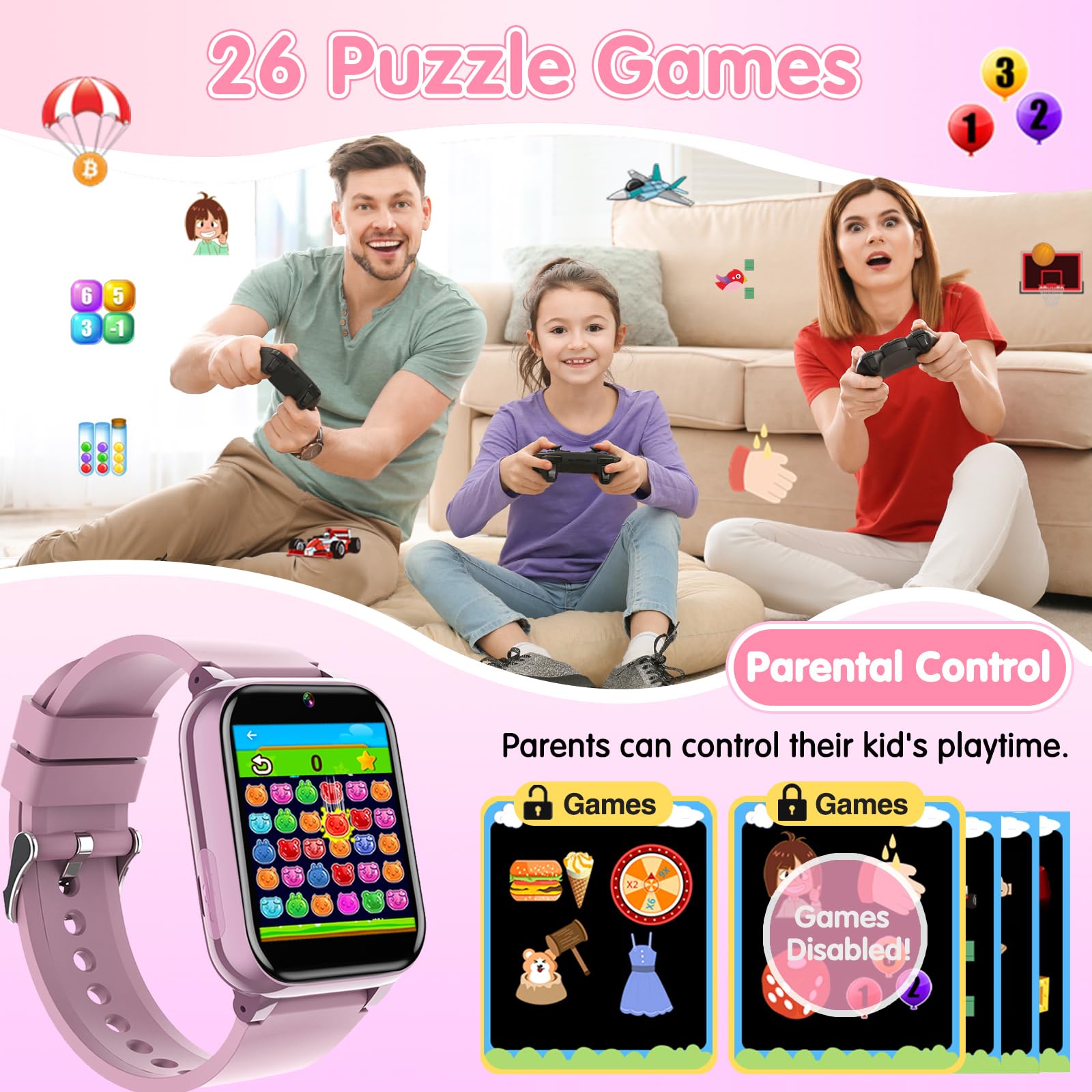 Kids Smart Watch with 26 Games, Camera, Music & Video Player - Waterproof GPS Tracker for Boys & Girls Ages 3-12 - Perfect for Outdoor Play, School & Birthday Gifts