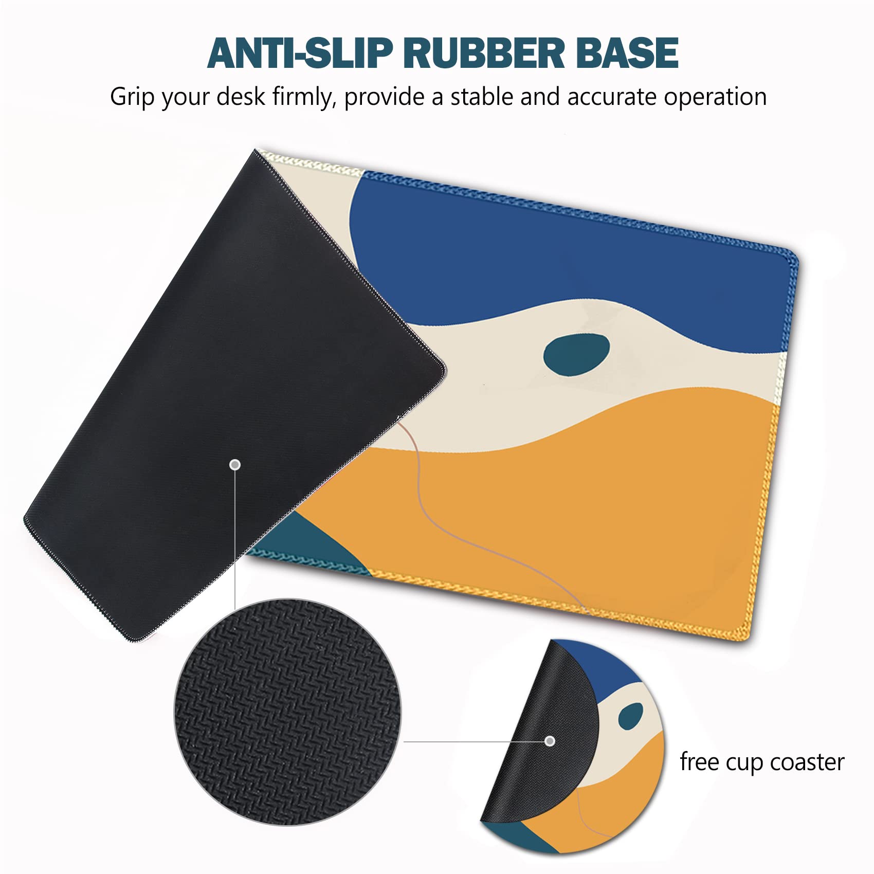 Large Extended Gaming Mouse Pad with Stitched Edges - Non-Slip Rubber Base Keyboard Mouse Mat (31.5x11.8 Inch) for Office, Home & PC Gaming - Abstract Morandi Design - Perfect for Work, Gaming & Computer Desks