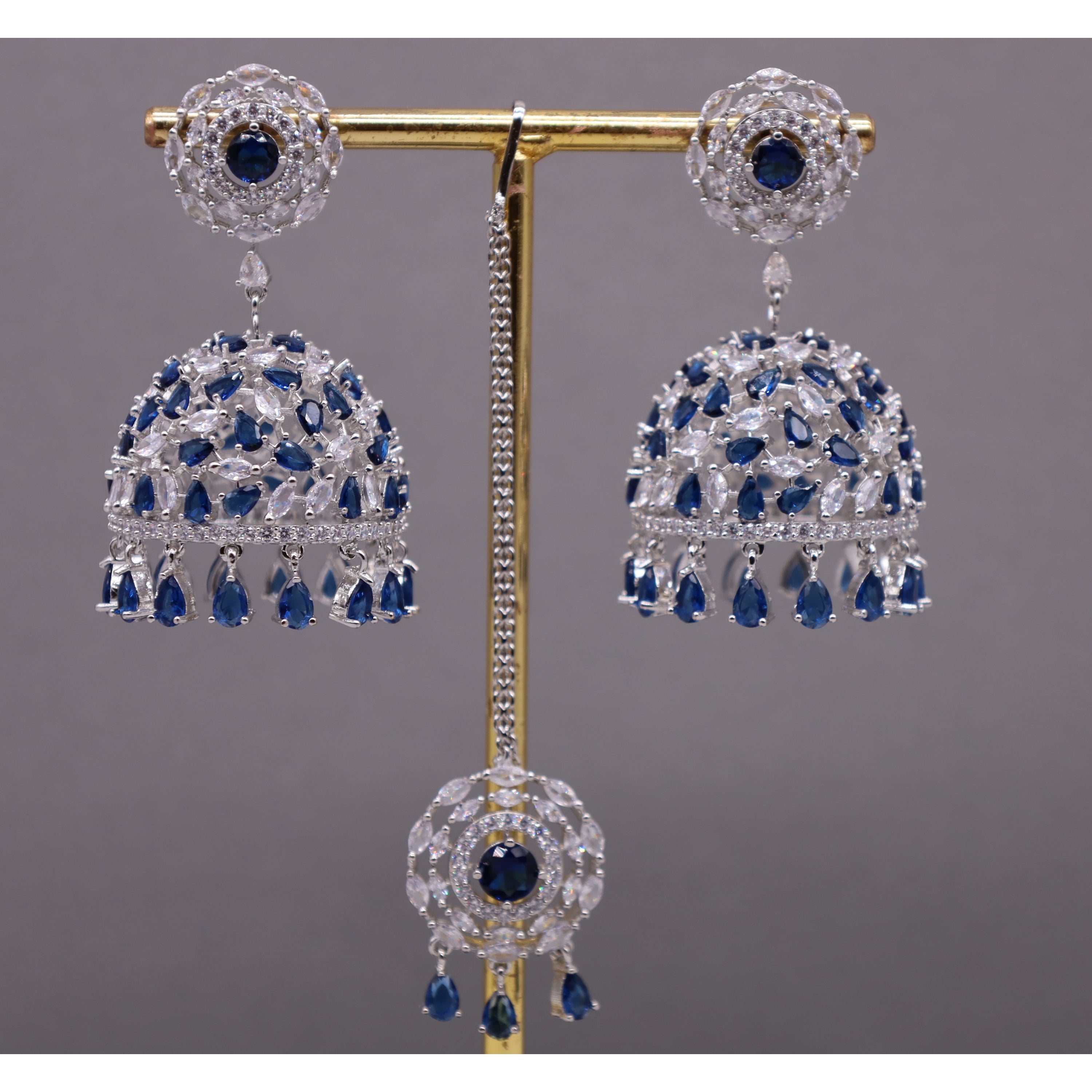 Isabella CZ Stud Earrings with Tikka - Sparkling Cubic Zirconia Jewelry for Women | Perfect for Weddings, Parties & Special Occasions