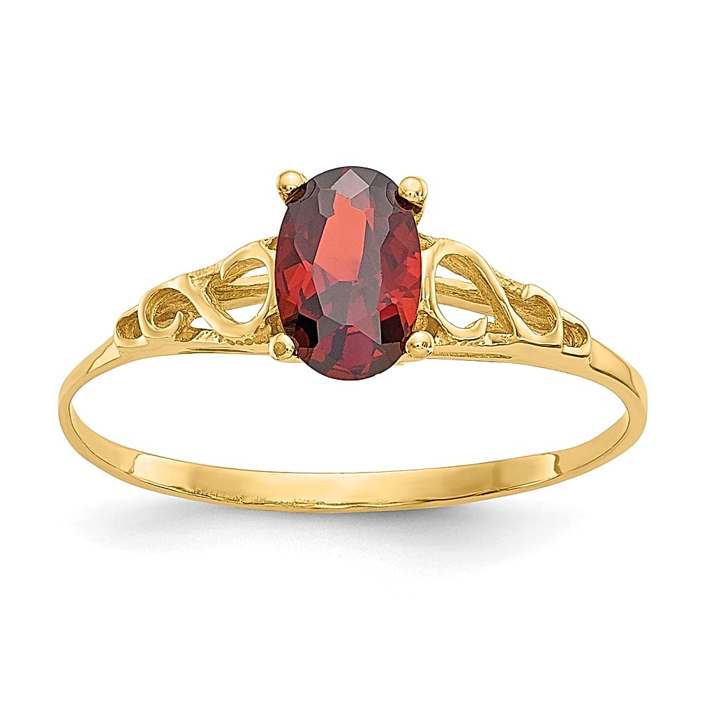 14K Yellow Gold Synthetic Red Garnet Band Ring - Size 5.00 | Dainty Fine Jewelry for Women, Perfect Gift for Her | Ideal for Everyday Wear, Anniversaries & Special Occasions