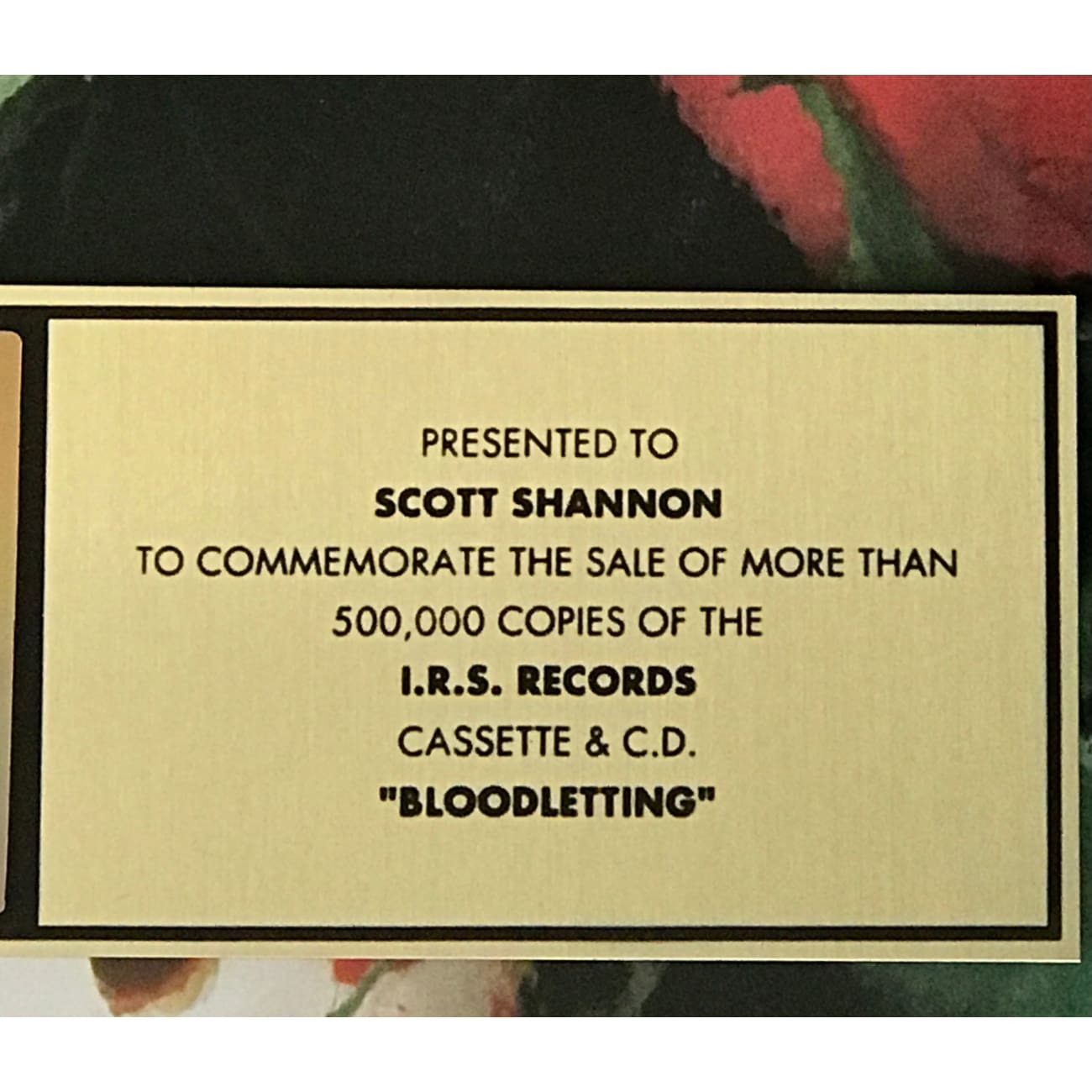 Concrete Blonde Bloodletting RIAA Gold Album Award - Certified Music Collectible for Fans & Display