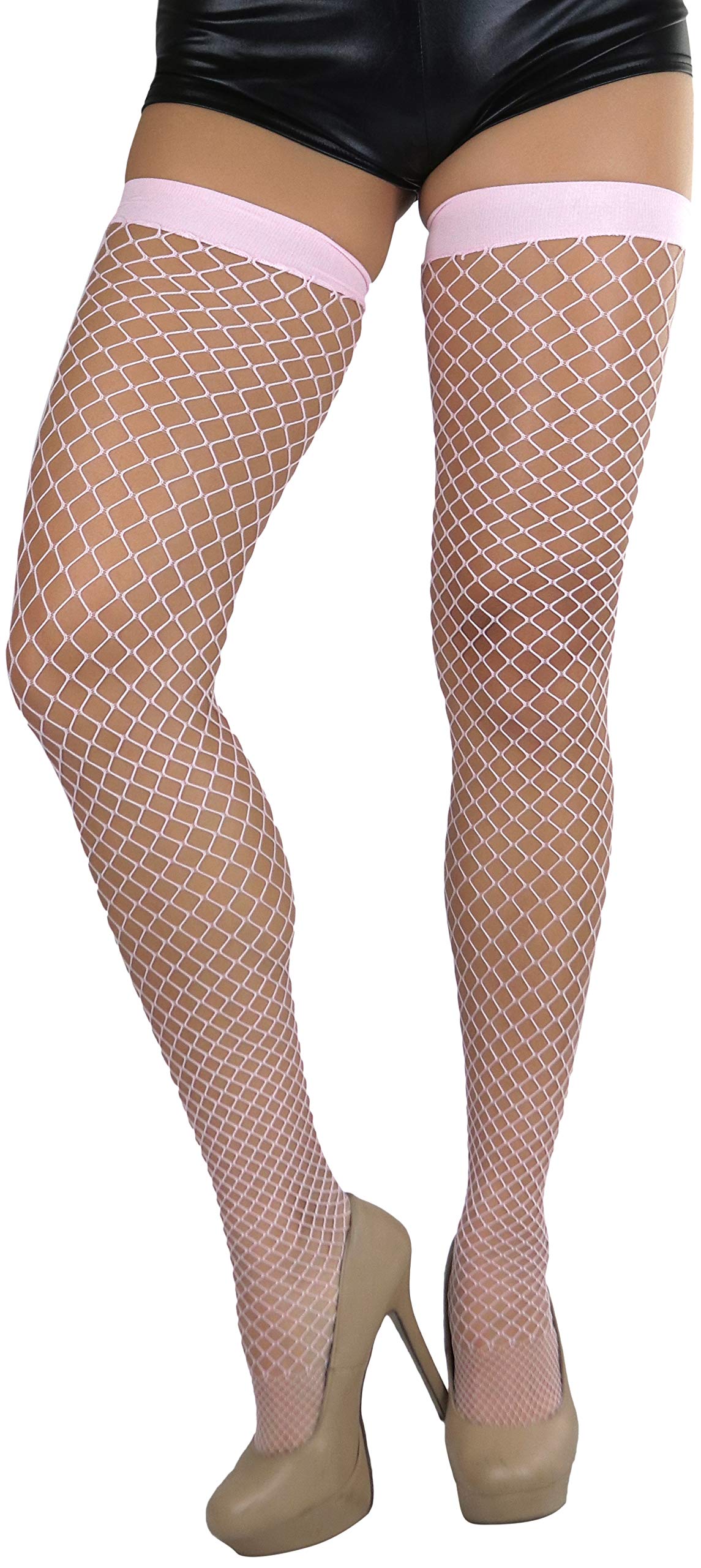 ToBeInStyle Women's Bright & Vibrant Fishnet Thigh High Stockings - Sexy Sheer Tights for Cosplay, Halloween, Burlesque & Night Out Outfits