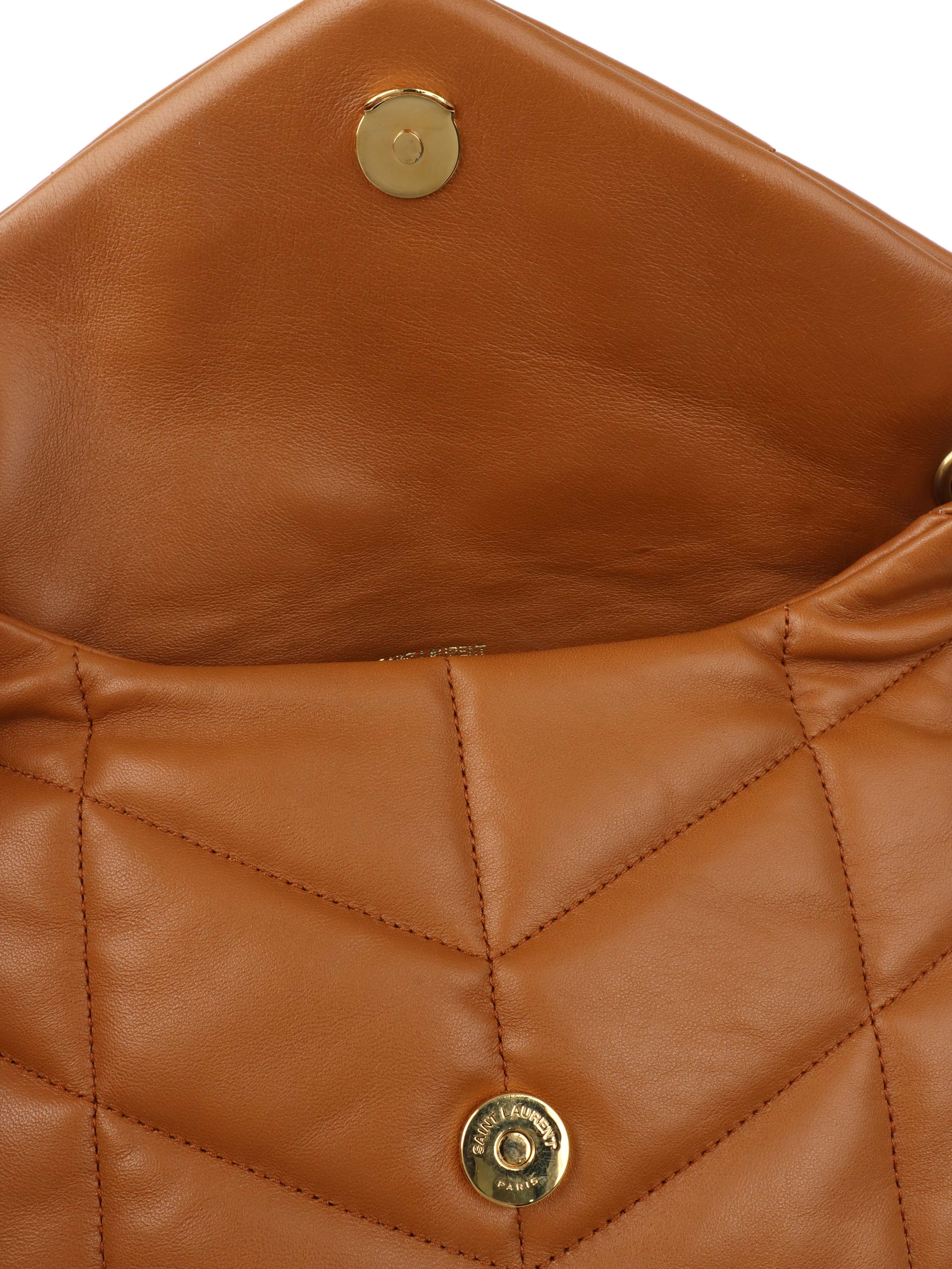 Saint Laurent Caramel Puffer Small Crossbody Bag - Luxury Leather Shoulder Purse for Women | Perfect for Date Night, Travel & Everyday Use