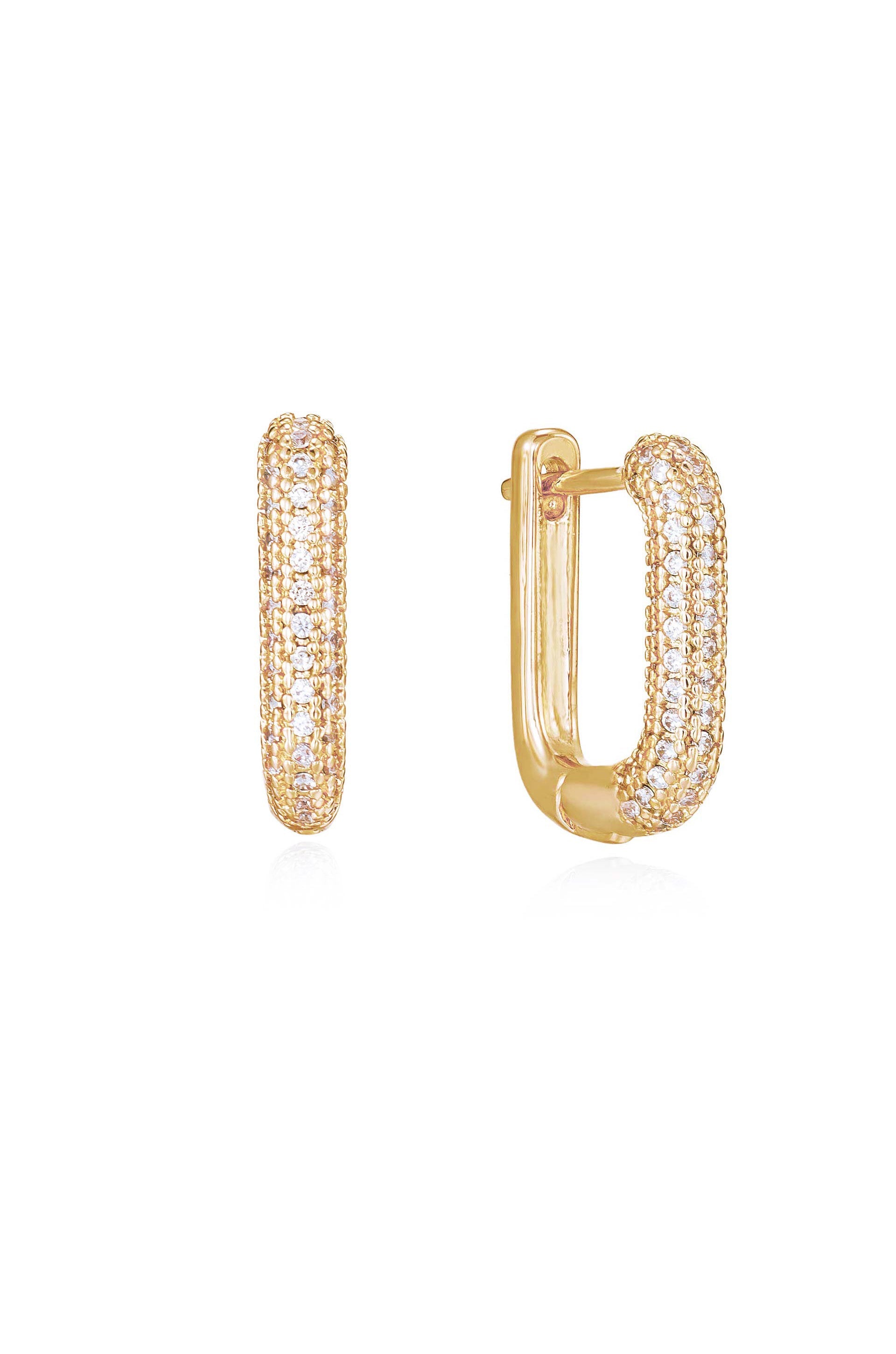 Petite Pave Huggie Earrings for Women - Small Diamond Hoop Earrings for Everyday Wear | Perfect for Work, Date Night & Gifting