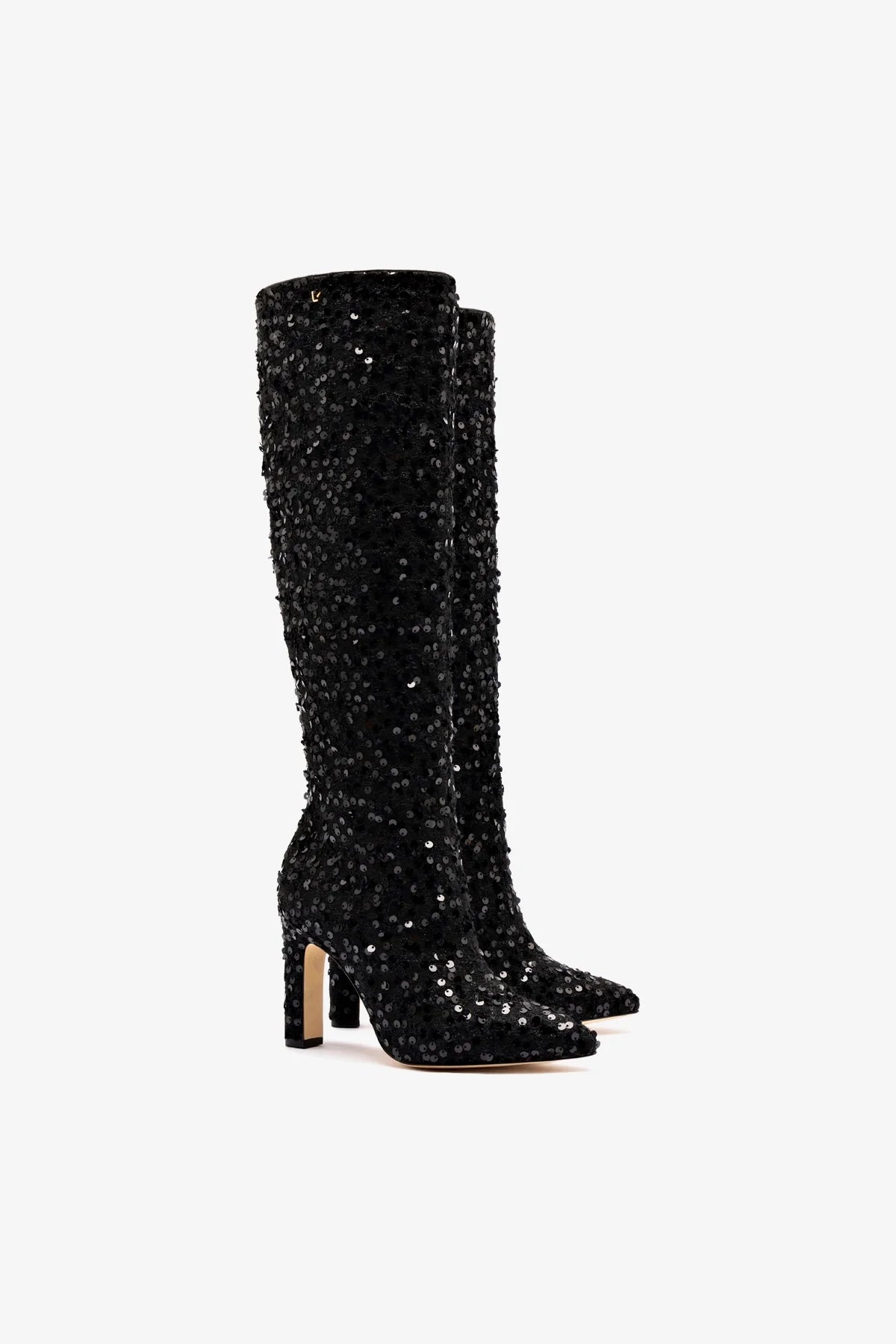 Cindy Black Sequin High Boots for Women - Stylish Party & Evening Wear - Perfect for Night Out, Club, and Special Occasions