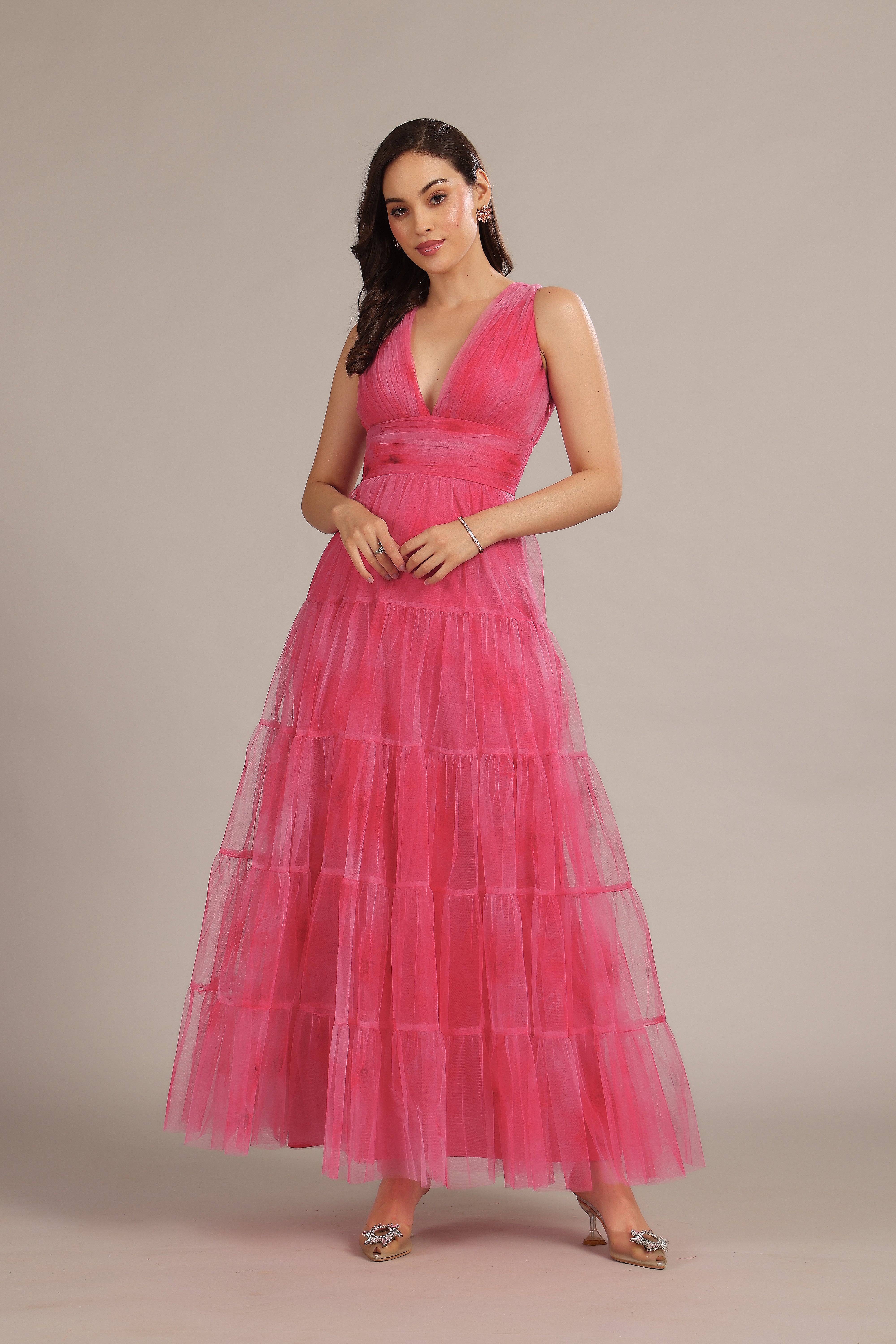 Candace Maxi Dress - Floral Print, Bright Pink, Women's Summer Dress for Beach, Vacation & Casual Wear
