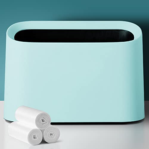 Mini Desktop Trash Can 1.5L - Small Countertop Waste Bin with Trash Bags for Bathroom, Office Desk, Vanity & Coffee Table - Perfect for Makeup Station, Home & Office Organization (Blue)