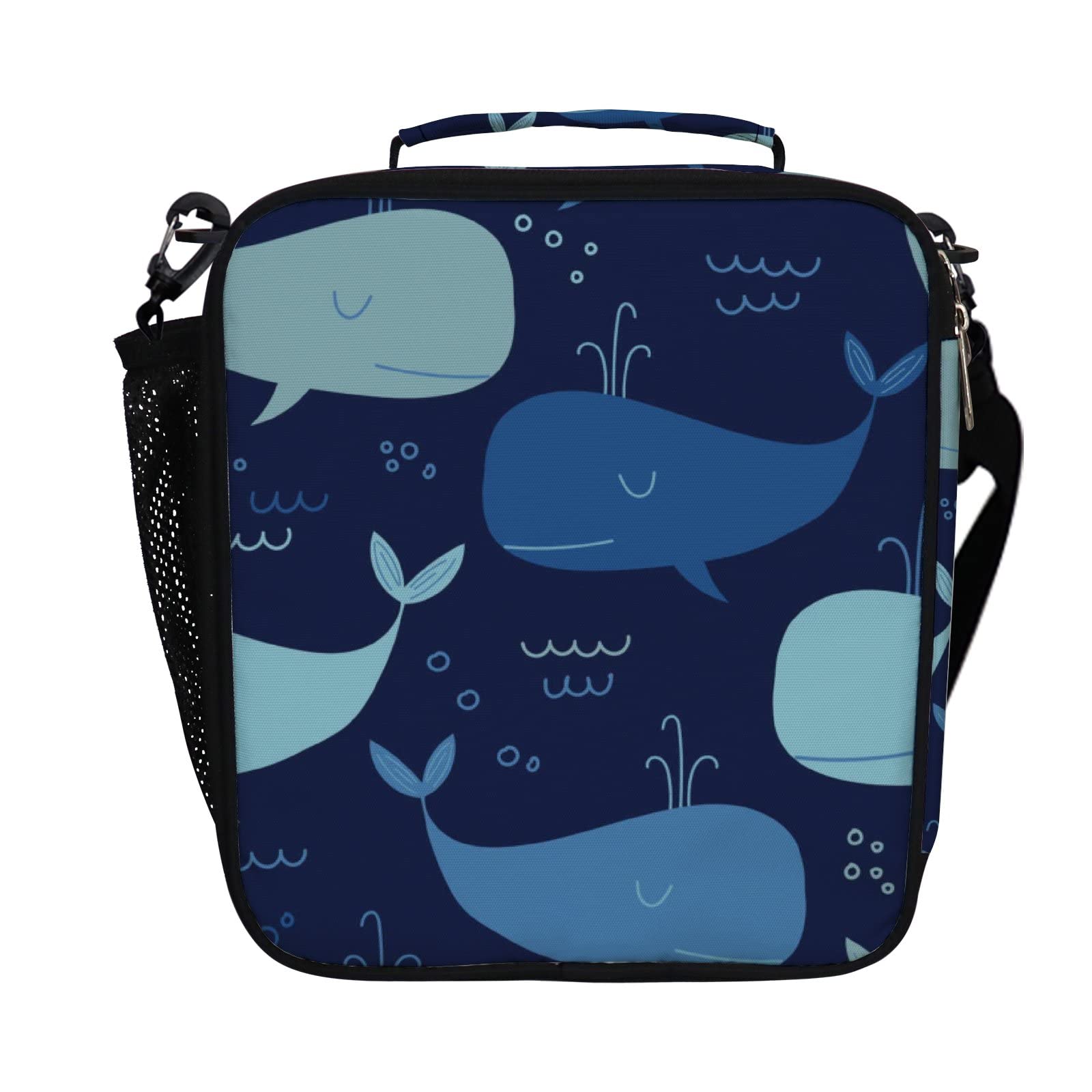 Insulated Lunch Box Bag with Adjustable Strap - Cute Painted Whale Design, Leakproof & Durable Thermal Lunch Tote for Kids, Women - Perfect for School, Office, Picnic & Outdoor Activities