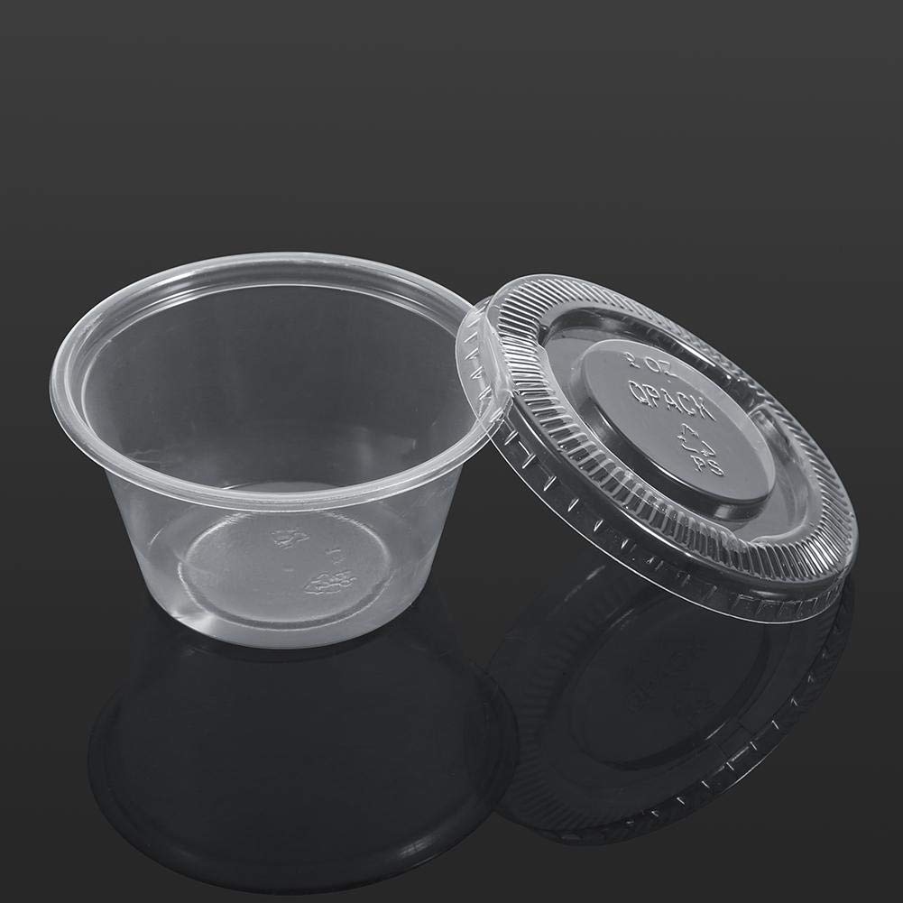 50-Pack Clear 2oz Disposable Plastic Sauce Cups with Lids - Food Service Containers for Takeout, Catering & Party Supplies | Perfect for Restaurants, BBQs, Picnics & Events