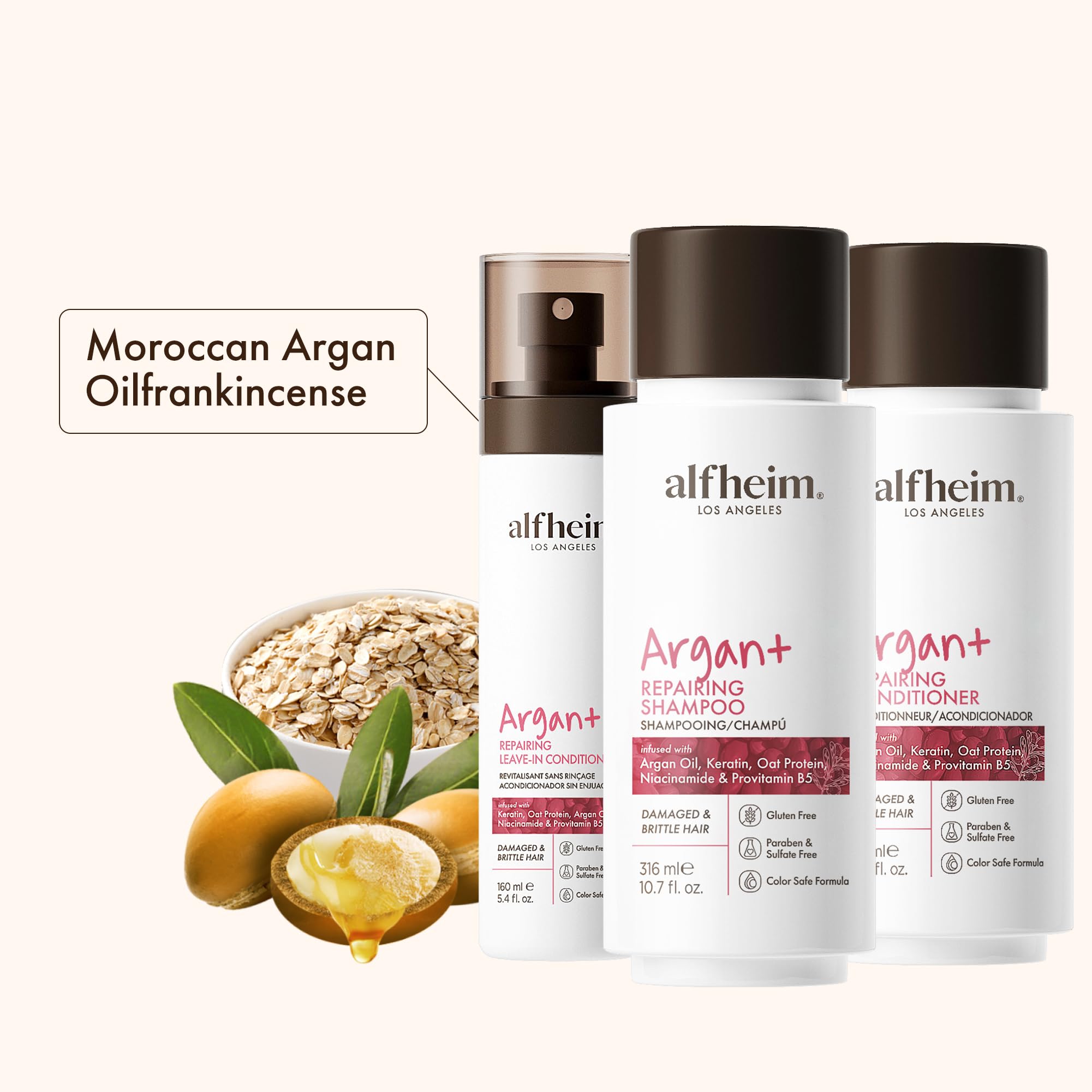 **Argan Oil Repairing Shampoo & Conditioner Set - 3 Piece Kit for Damaged Hair, Deep Hydration & Frizz Control - Sulfate & Paraben Free - Daily Care & Post-Color Treatment - Perfect for Dry, Brittle Hair & Salon Aftercare**