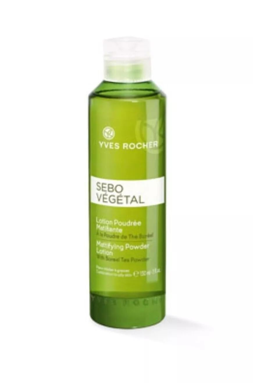 Yves Rocher Sebo Vegetal Mattifying Powder Face Moisturizer - Oil-Free, Nourishing & Hydrating Lotion for Oily & Combination Skin (150ml/5 fl.oz) | Daily Skincare Routine & Makeup Base