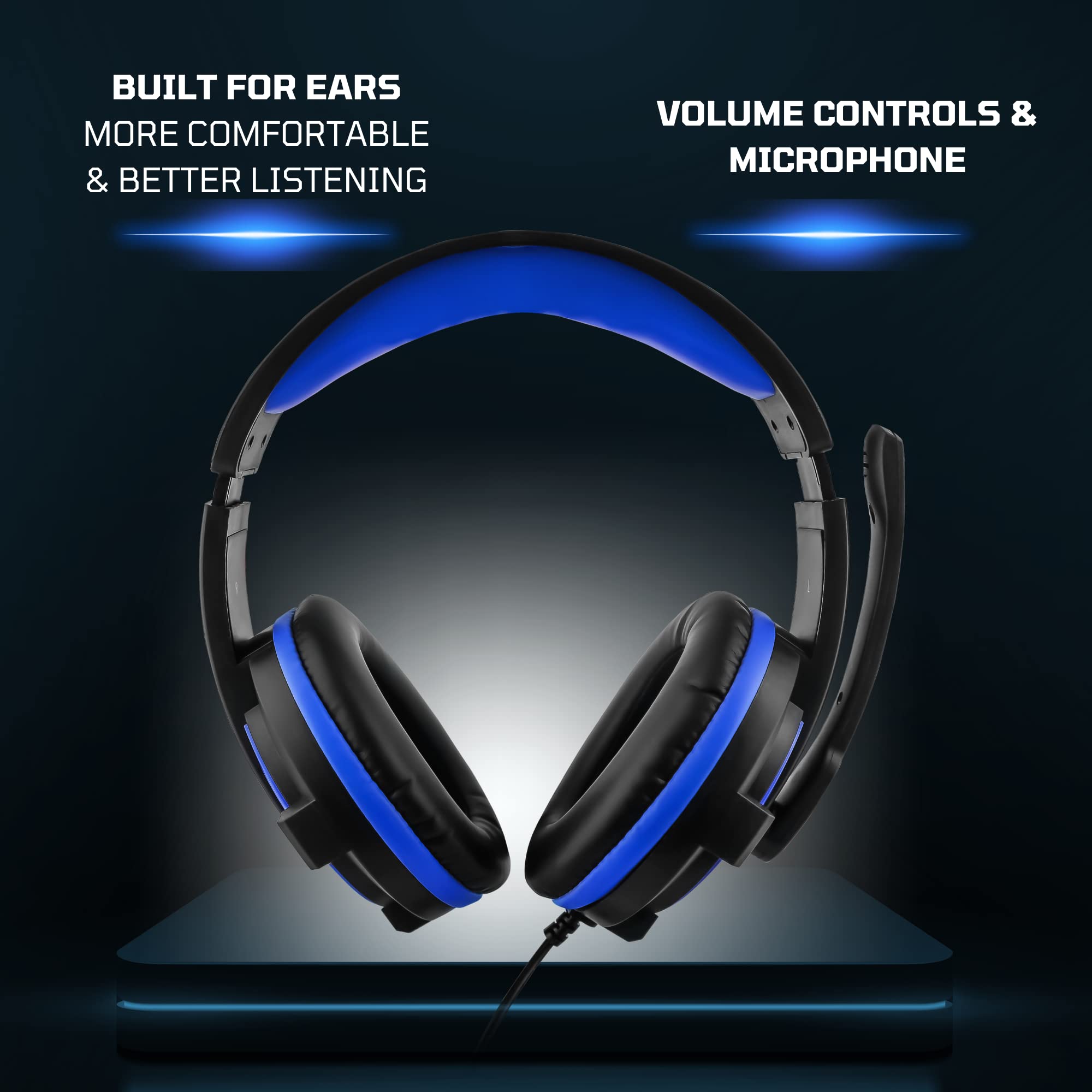 Nyko NP-2600 Wired Gaming Headset for PS4 & PS5 - Lightweight Over-Ear Headphones with Adjustable Noise-Canceling Mic - Compatible with Xbox One/X/S & Nintendo Switch - Perfect for Online Multiplayer & Streaming (Black/Blue)