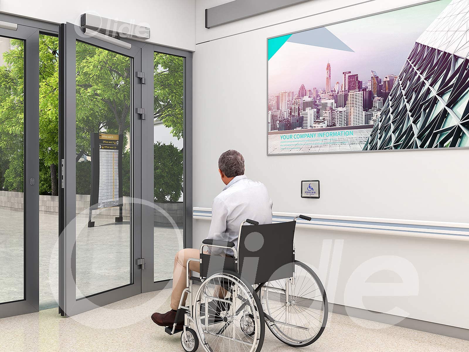 Olideauto Automatic Swing Door Opener - Commercial Wireless Door Operator with Handicap Push Buttons & Slimline Push Panels | ADA Compliant Access Solution for Stores, Hospitals & Public Buildings