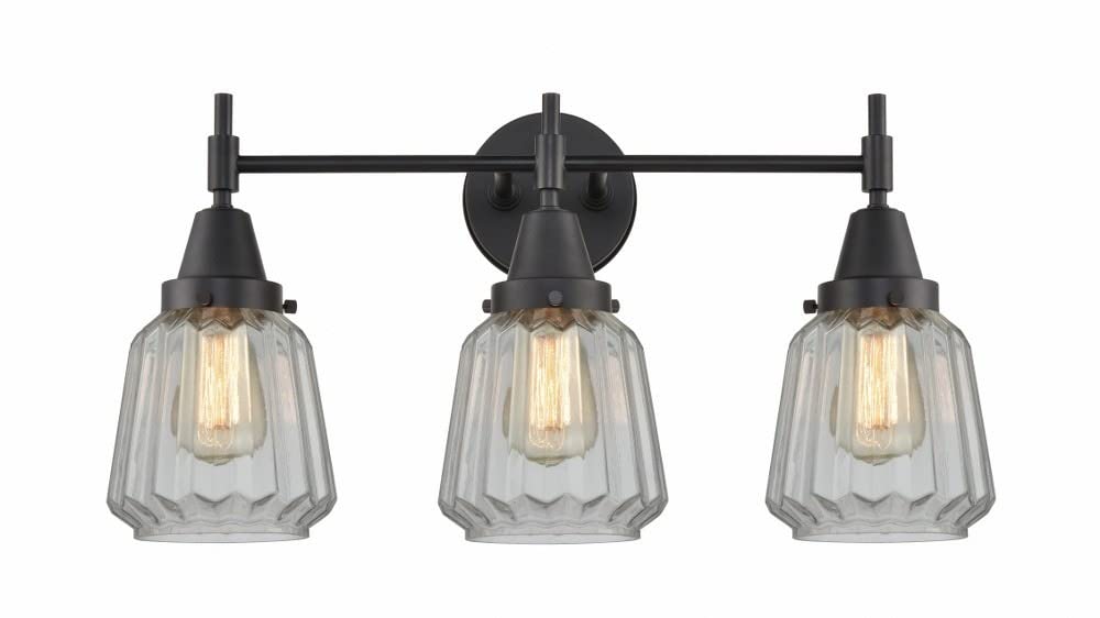 Innovations 447-3W-BK-G142 Black Transitional 3-Light Bathroom Vanity Lighting Fixture - Perfect for Modern Bathrooms & Powder Rooms