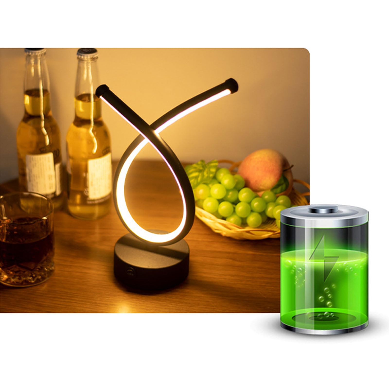 Modern LED Rechargeable Night Light - Ice Blue Desk Lamp for Bedroom, Study, Coffee Shop & Restaurant Decor | Warm Ambient Lighting for Relaxation & Reading