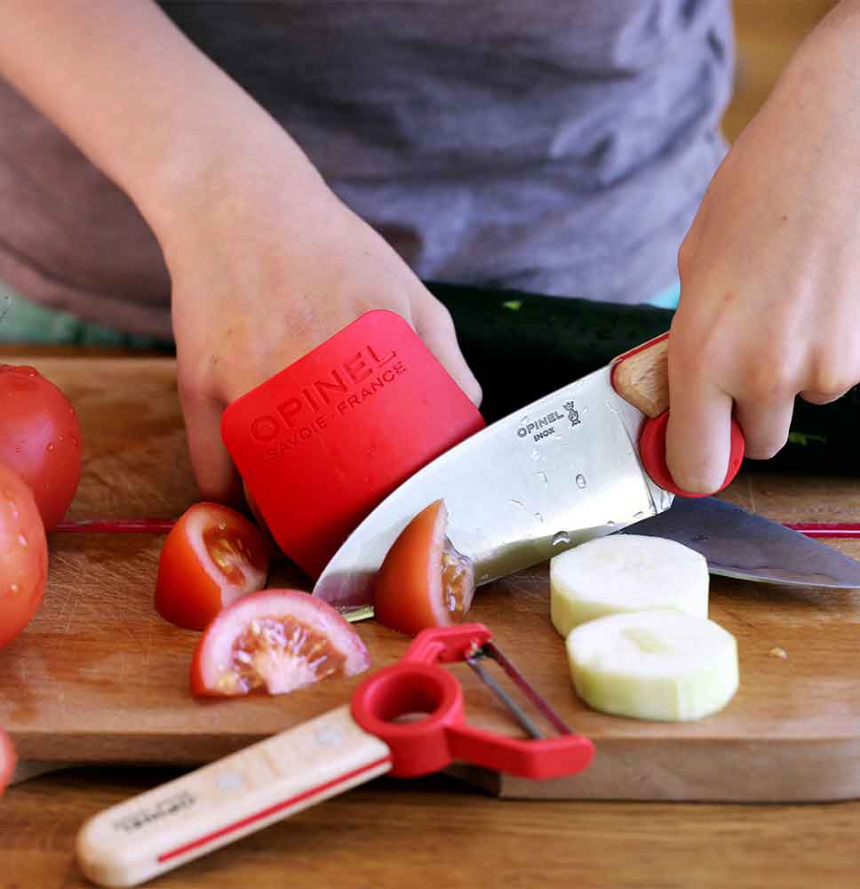 Opinel Mini Chef Kids Kitchen Knife Set - 3-Piece Safe Cooking Tools with Peeler & Finger Guard for Children | Perfect for First Cooking Lessons & Family Meal Prep