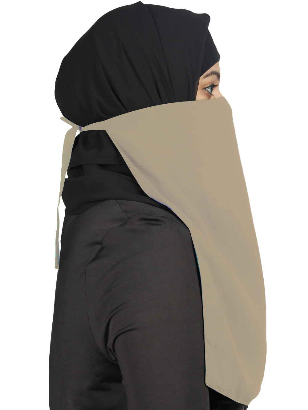 Black Georgette Half Niqab Nosepiece - Breathable & Comfortable Face Cover for Women - Perfect for Daily Wear, Prayer, and Outdoor Activities