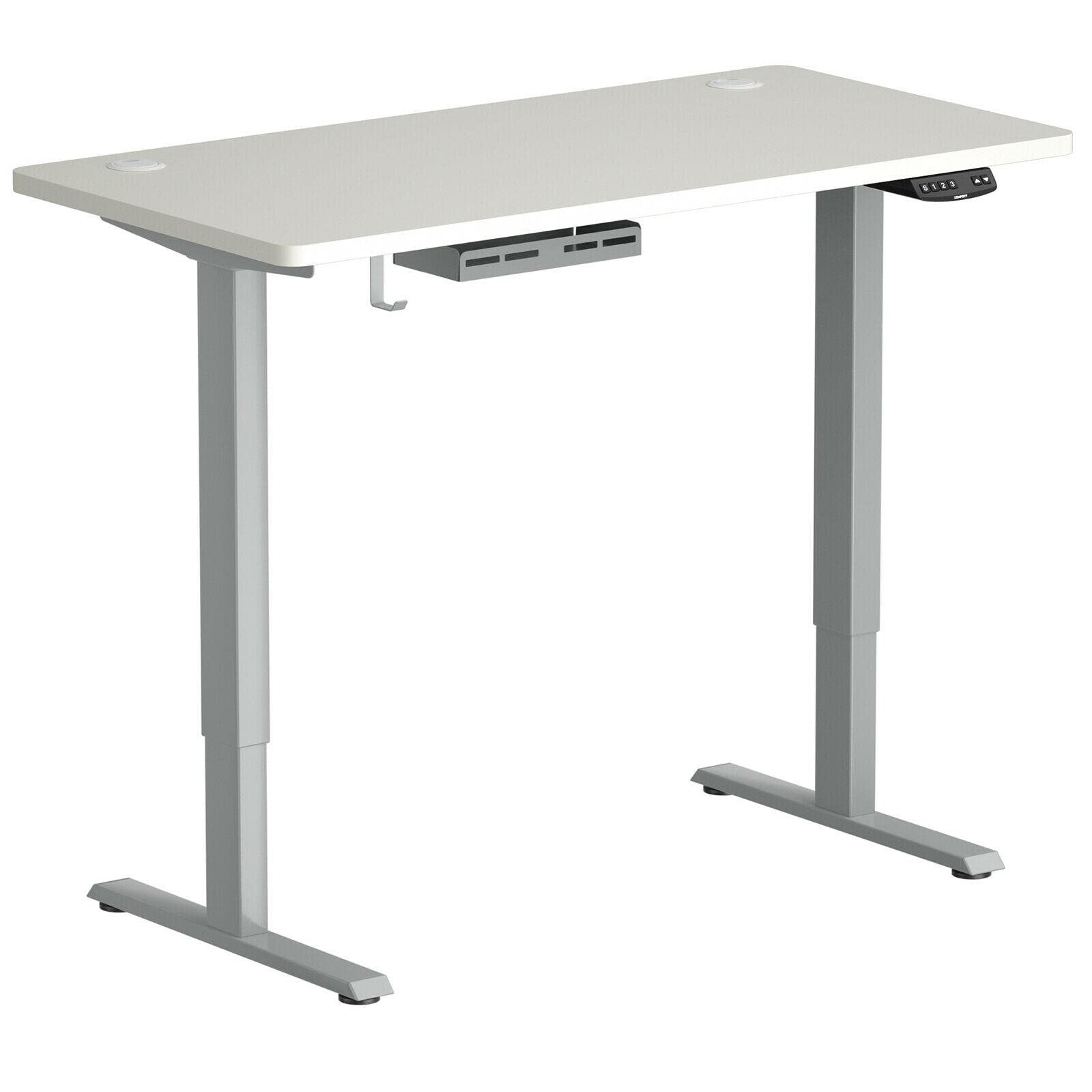 Adjustable Electric Standing Desk with Dual Motor - Sit to Stand Height Adjustable Home Office Desk (Grey) | Perfect for Home Office, Gaming, and Computer Workstations