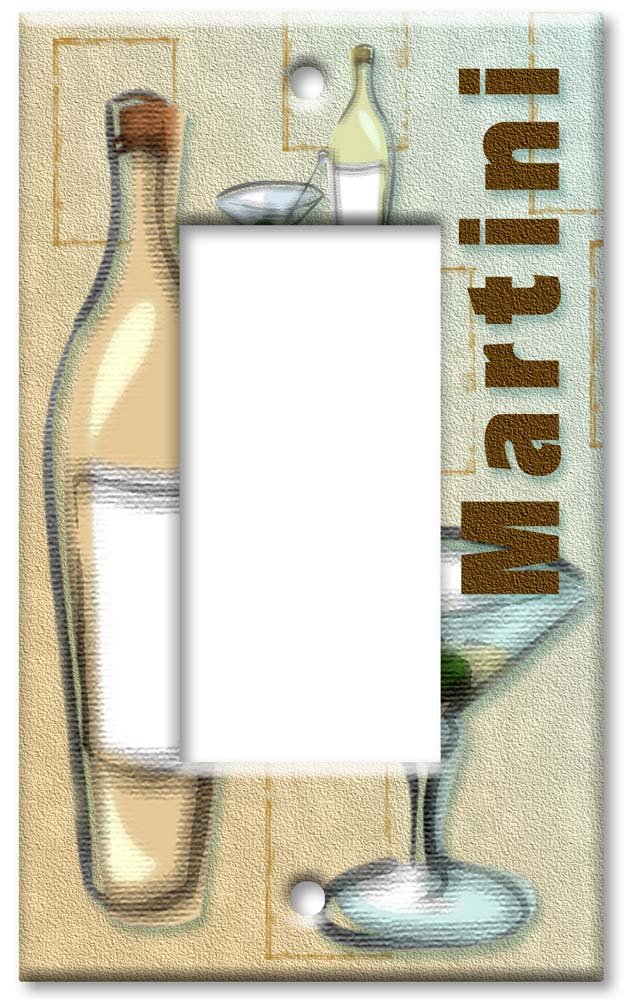 Martini Switch Plate Cover - Single Rocker Wall Plate for Home Decor - Perfect for Living Room, Bedroom, and Bar Areas