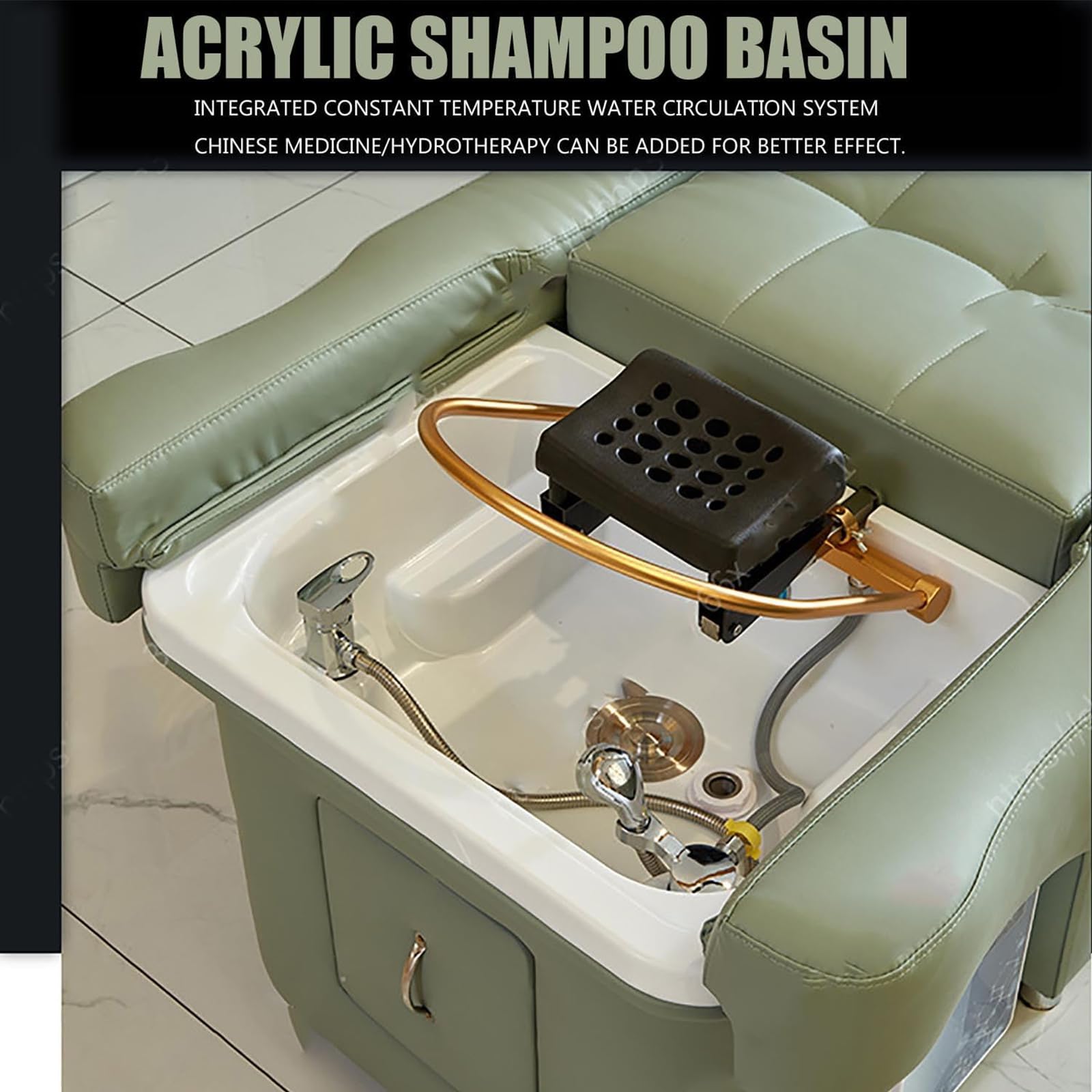 Electric Shampoo Chair with Massage Backrest & Foot Bath - Salon Spa Hair Washing Basin with Water Circulation for Home & Professional Use