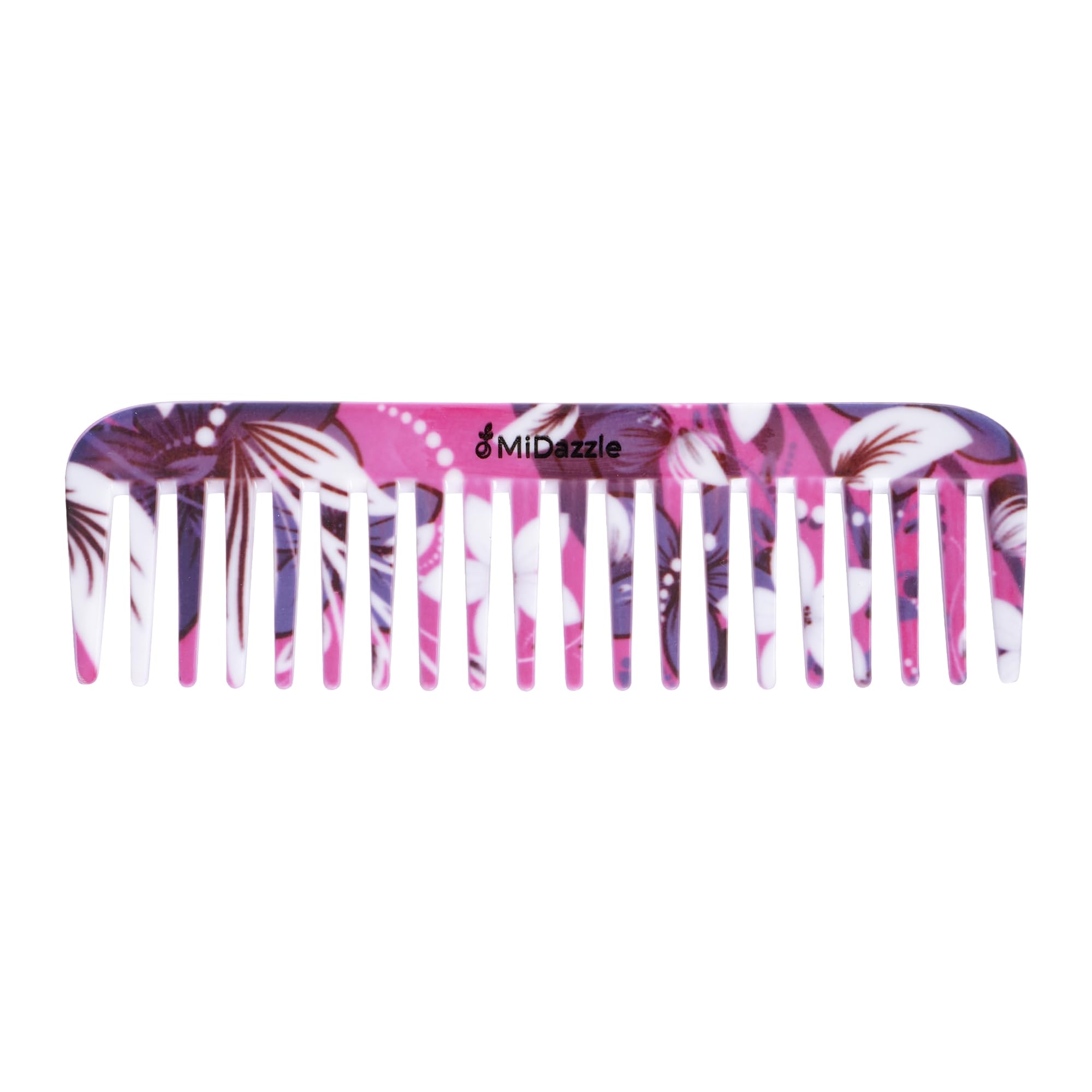 Midazzle 360 Floral Shampoo Comb - Medium Hair Detangling Brush for Wet & Dry Hair - Perfect for Salon, Home Use & Travel