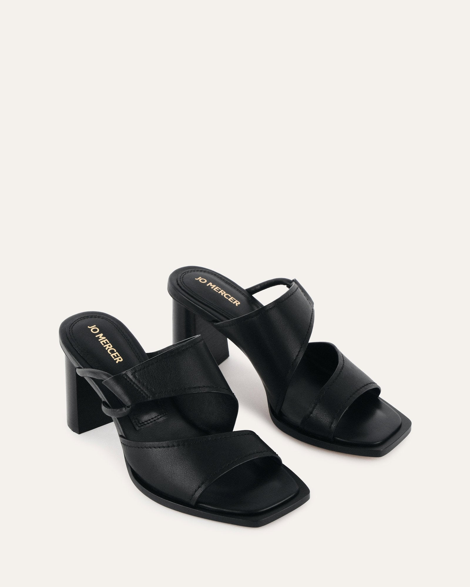 CAMMY Women's Black Leather Mid Heel Sandals - Comfortable Dressy Strappy Shoes for Summer, Weddings & Office Wear